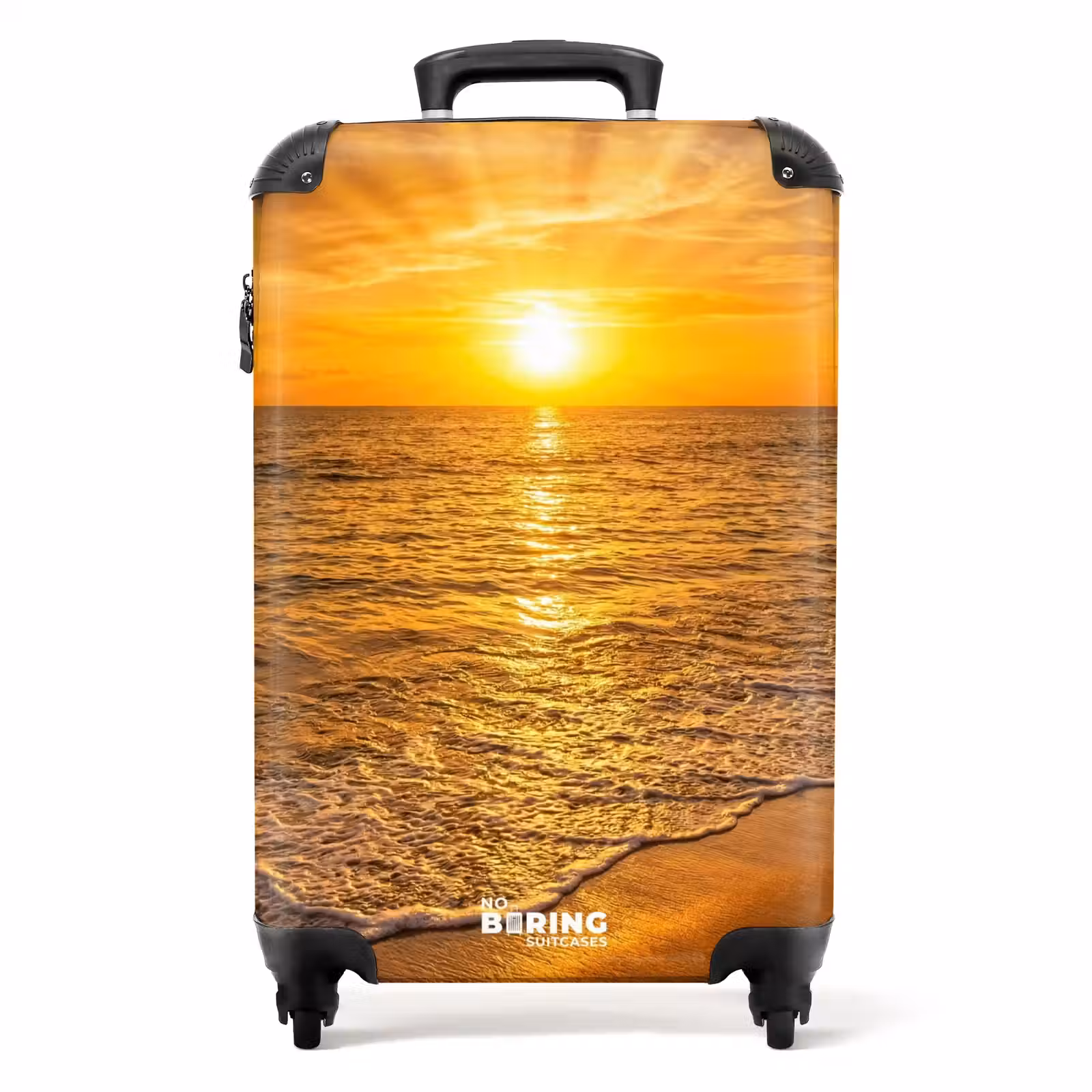 Koffer - Meer – Sonnenuntergang – Wellen – Küste – Orange - Zee - Zonsondergang - Golven - Kust - Oranje NBS - Handbagage koffer - Volwassenen Unisex middel
