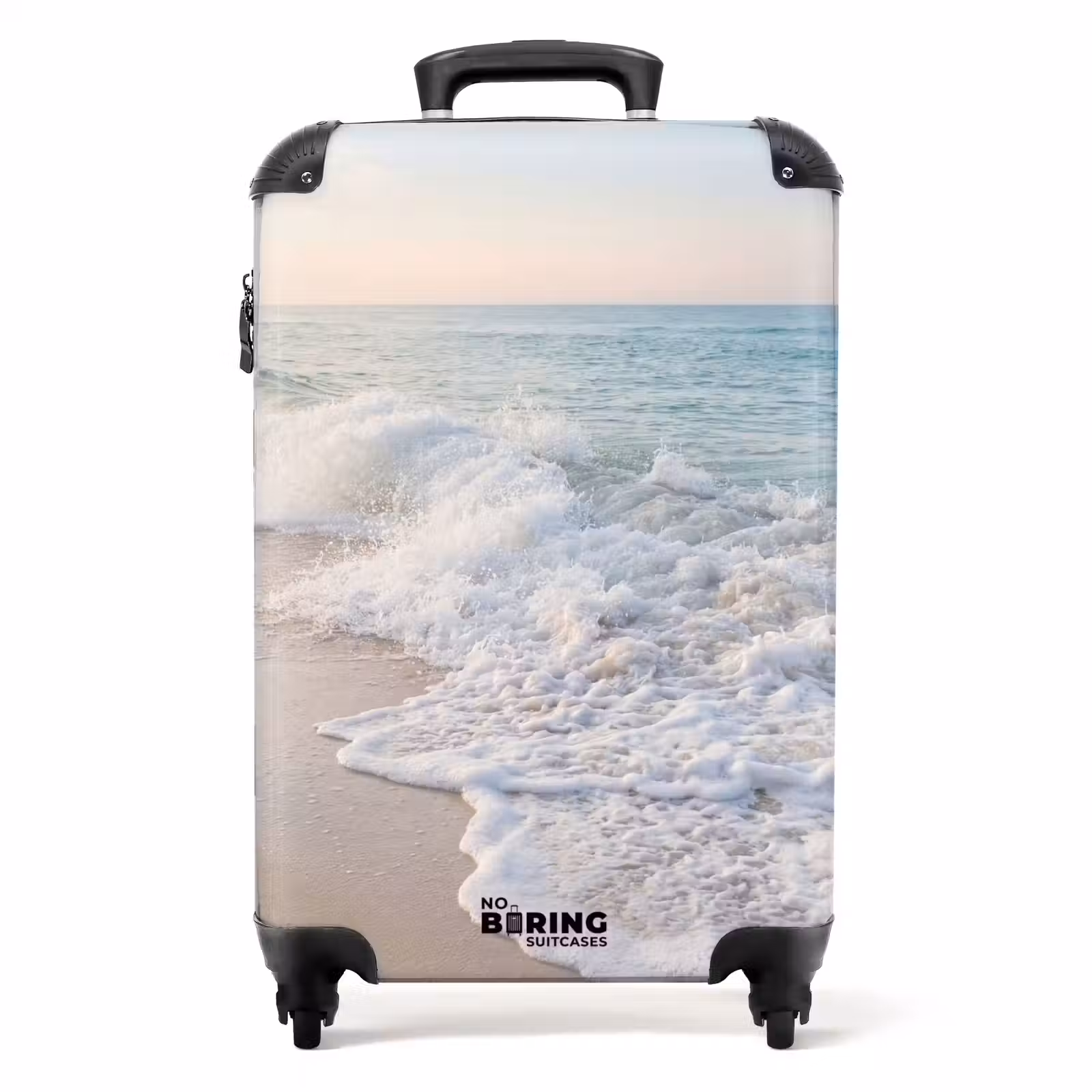 Koffer - Meer – Wellen – Strand – Natur – Weiß - Zee - Golven - Strand - Natuur - Wit NBS - Handbagage koffer - Volwassenen Unisex middel