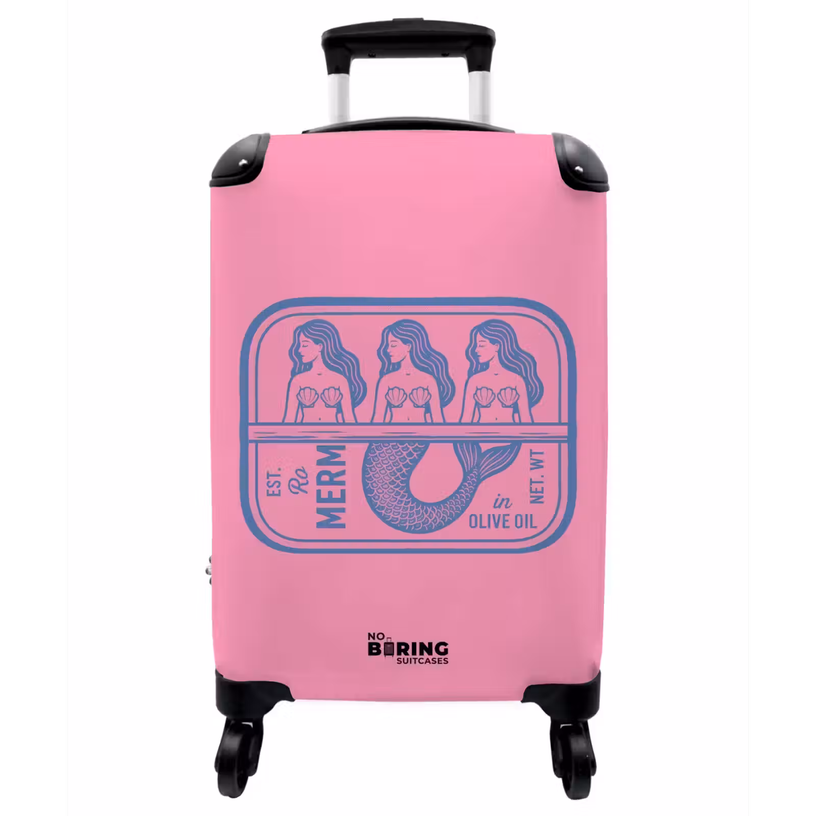 Koffer - Meerjungfrau – Sardinenbüchse – Illustration – Rosa – Retro - Meermin - Sardineblik - Illustratie - Roze - Retro NBS - Handbagage koffer - Vrouwen middel