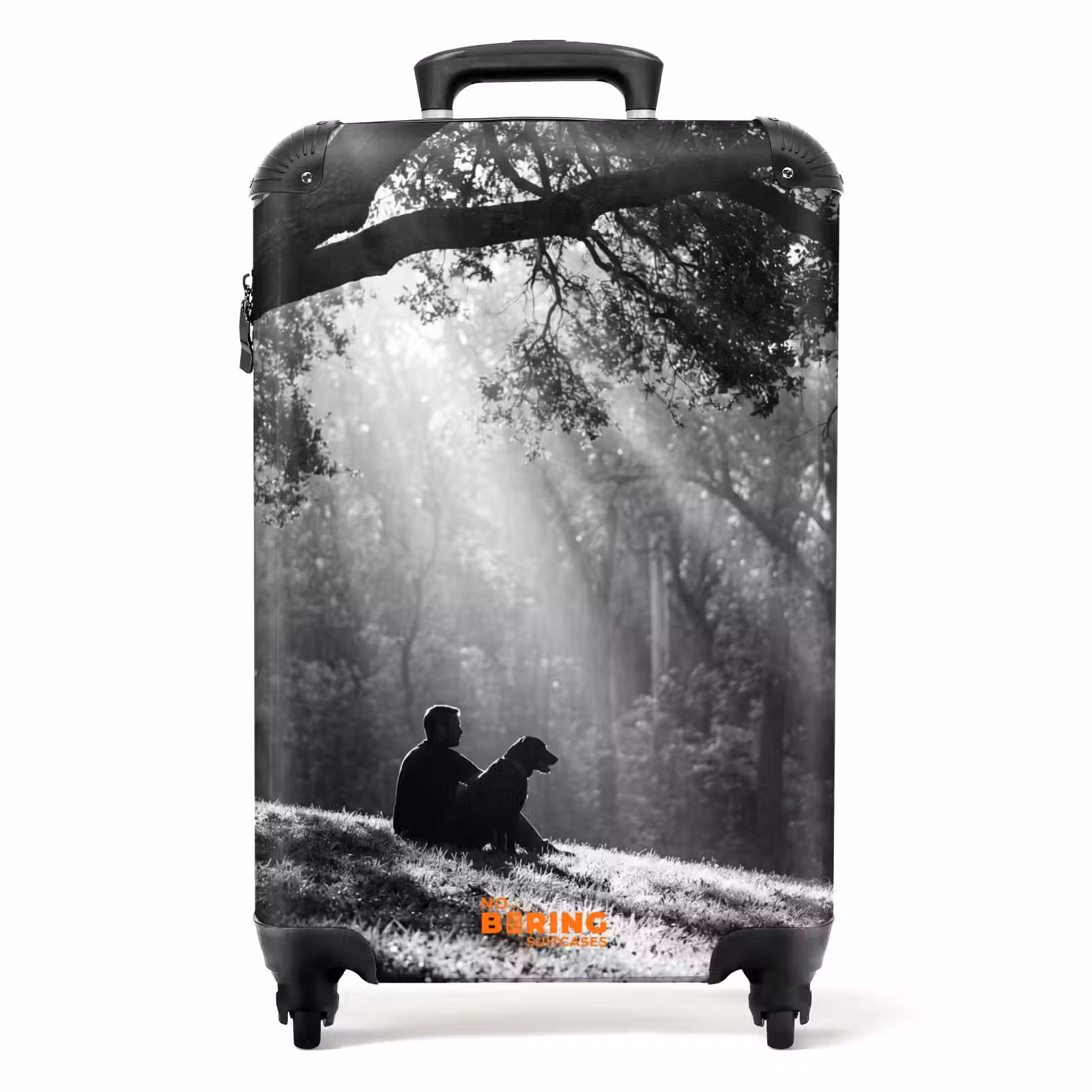 Koffer - Mensch – Hund – Natur – Schwarz-Weiß – Silhouette - Mens - Hond - Natuur - Zwart-wit - Silhouet NBS - Handbagage koffer - Volwassenen Unisex middel