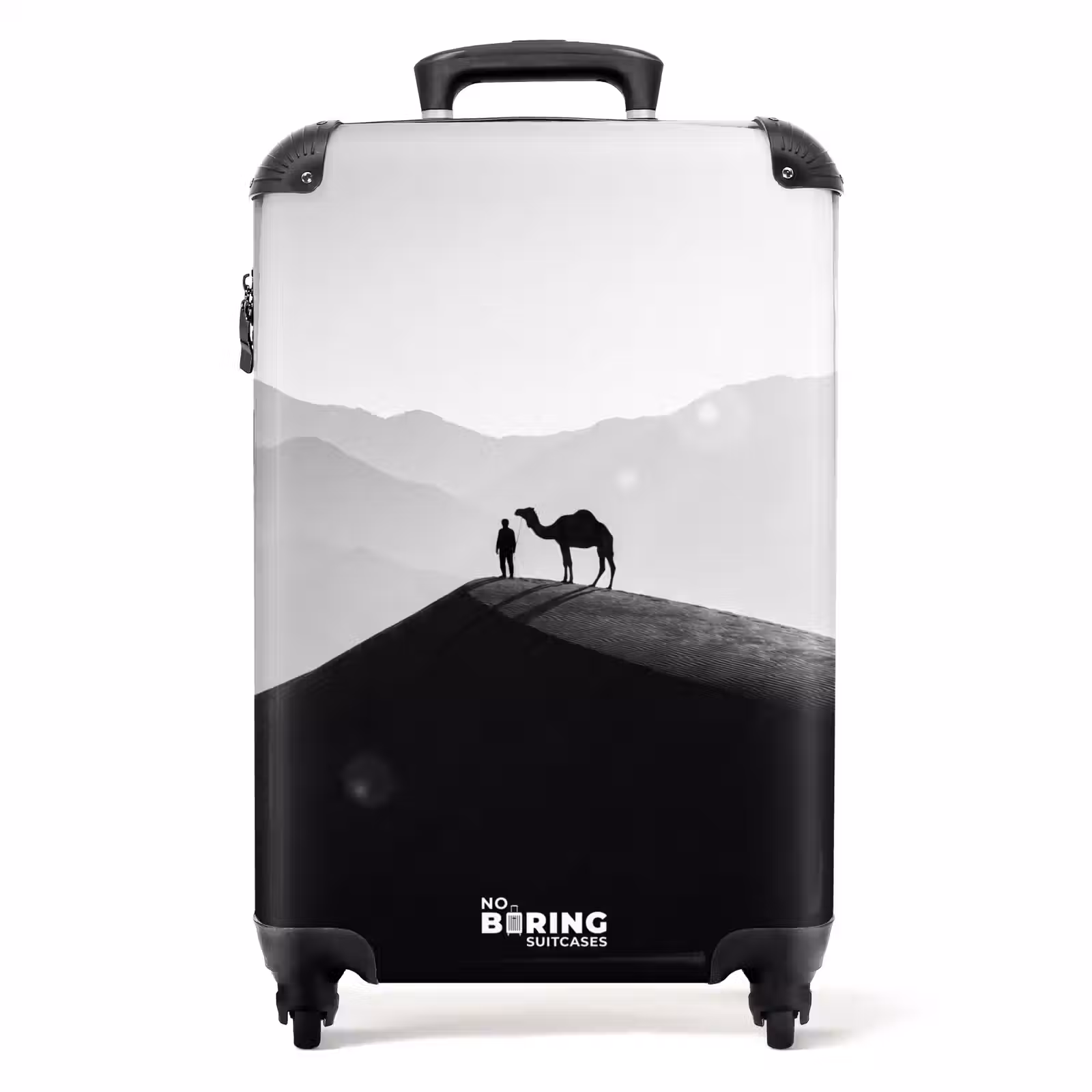 Koffer - Mensch – Kamel – Sanddüne – Natur – Monochrom - Mens - Kameel - Zandduin - Natuur - Monochroom NBS - Handbagage koffer - Volwassenen Unisex middel