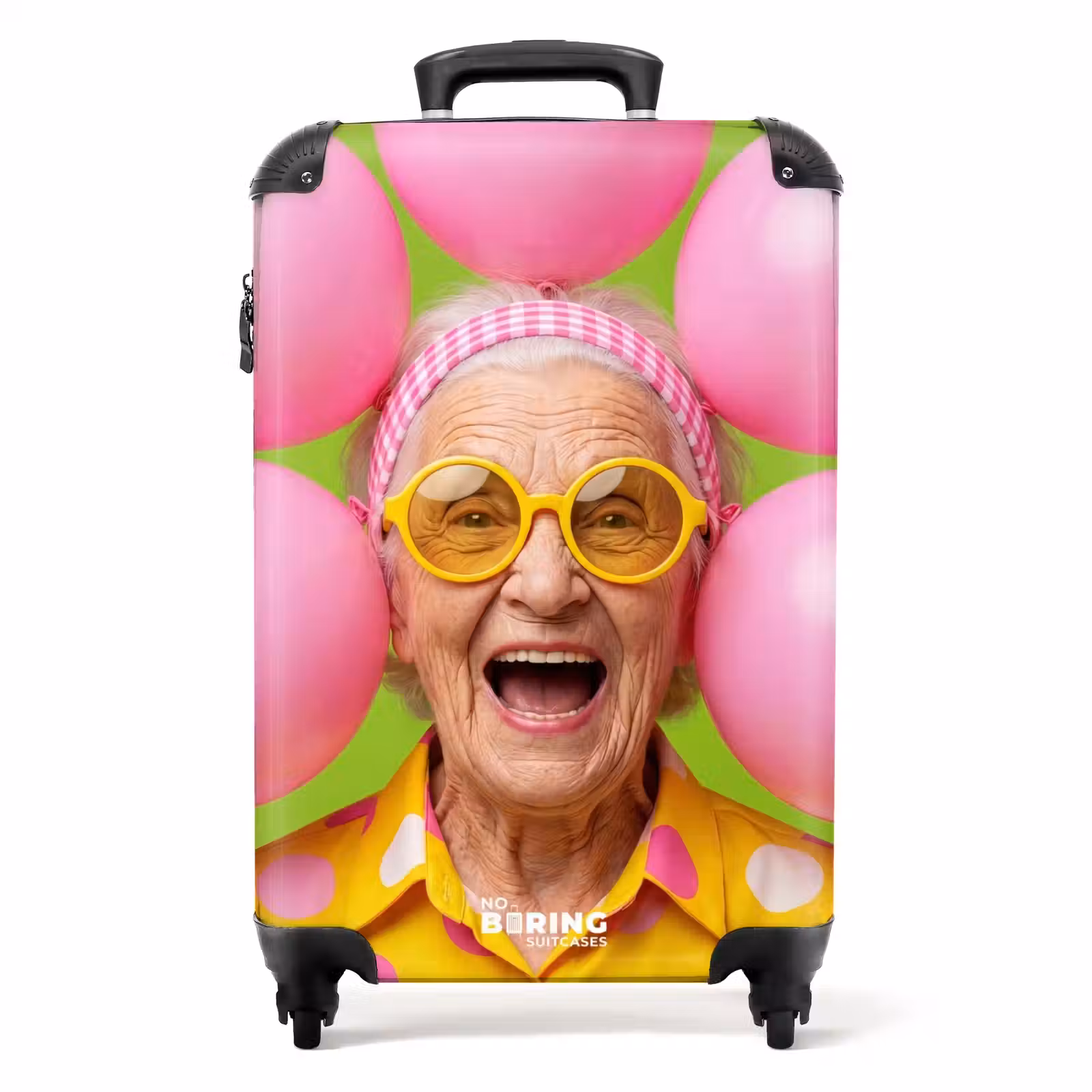 Koffer - Mensch – Luftballons – Party – Bunt – Rosa - Mens - Ballonnen - Feest - Kleurrijk - Roze NBS - Handbagage koffer - Volwassenen Unisex middel