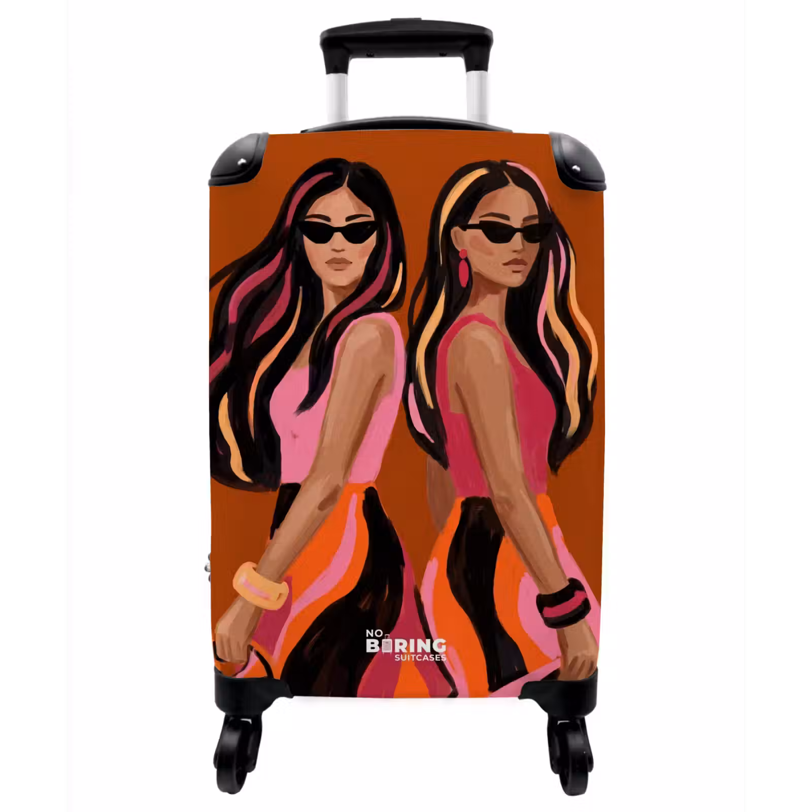 Koffer - Menschen – Duo – Mode – Illustration – Farbenfroh - Mensen - Duo - Mode - Illustratie - Kleurrijk NBS - Handbagage koffer - Vrouwen middel