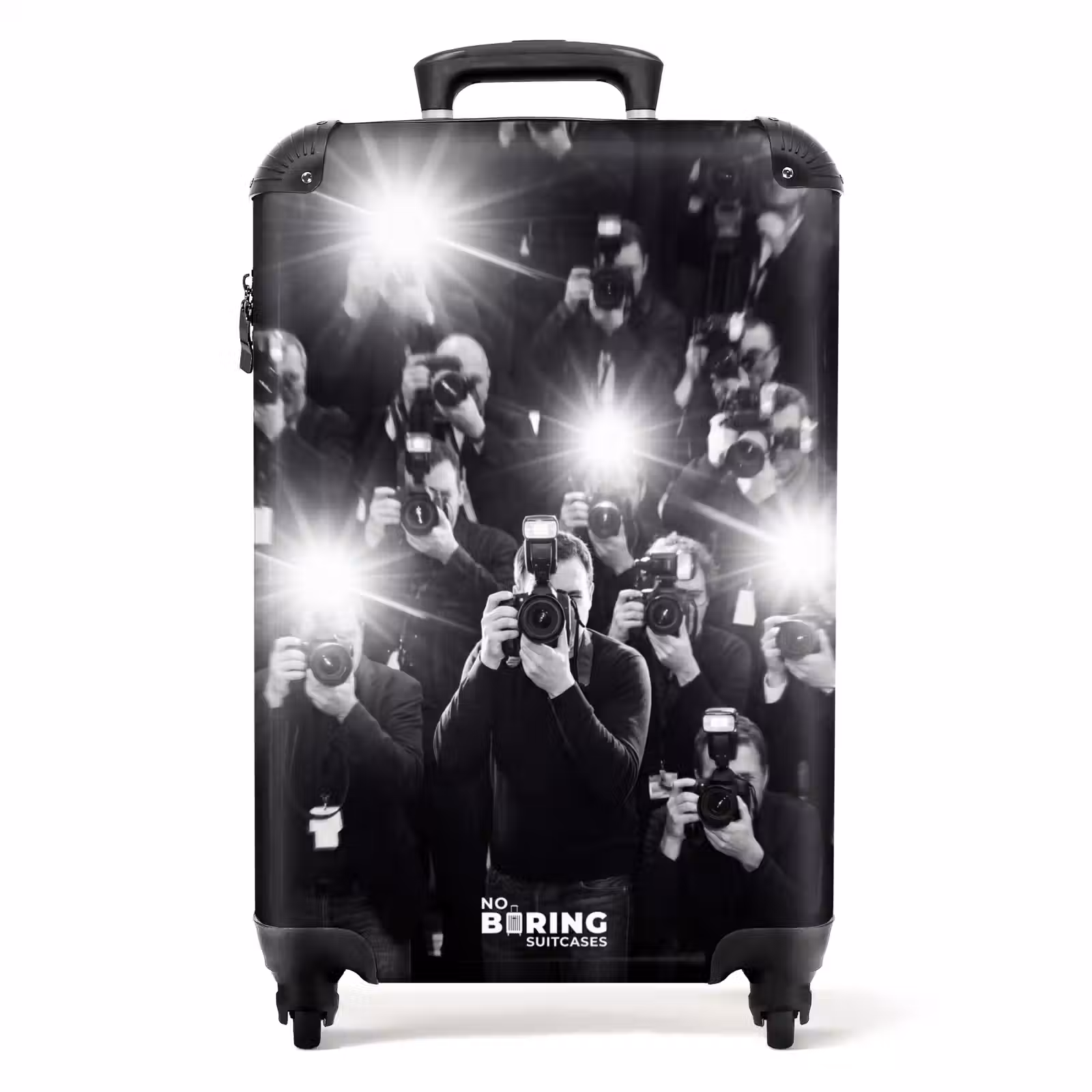 Koffer - Menschen – Kamera – Blitzlicht – Schwarz-Weiß – Medien - Mensen - Camera - Flitslicht - Zwart-wit - Media NBS - Handbagage koffer - Volwassenen Unisex middel