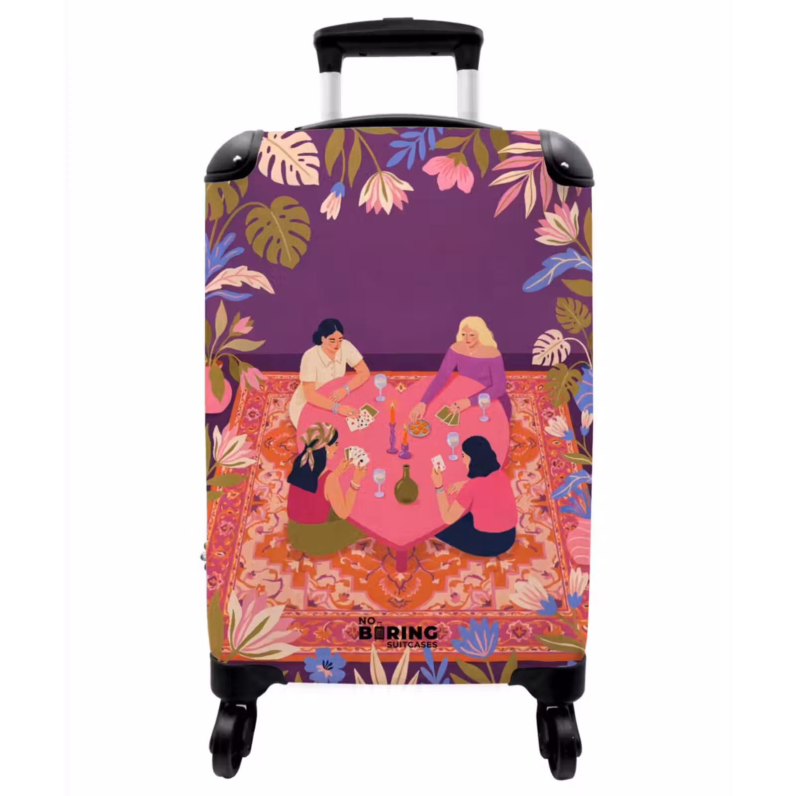 Koffer - Menschen – Kartenspiel – Innenraum – Modern – Farbenfroh - Mensen - Kaartspel - Interieur - Modern - Kleurrijk NBS - Handbagage koffer - Vrouwen middel