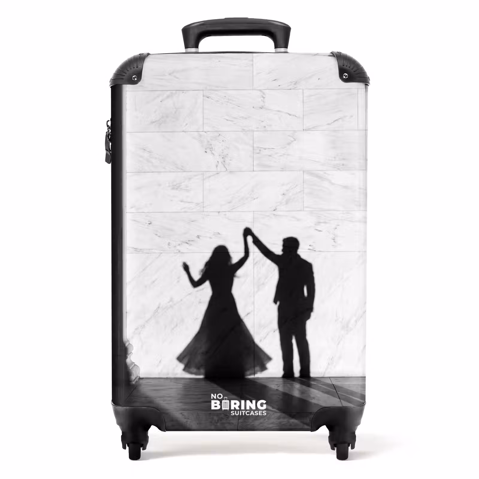 Koffer - Menschen – Schatten – Tanz – Schwarz-Weiß – Liebe - Mensen - Schaduw - Dans - Zwart-wit - Liefde NBS - Handbagage koffer - Volwassenen Unisex middel