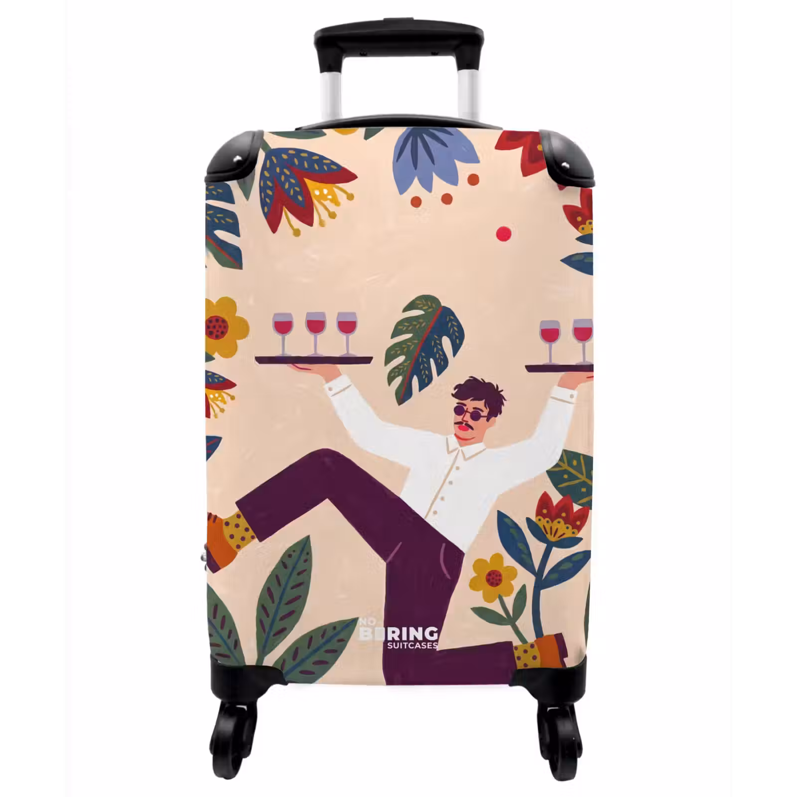 Koffer - Menschen – Tablett – Essen – Modern – Bunt - Mensen - Dienblad - Eten - Modern - Kleurrijk NBS - Handbagage koffer - Vrouwen middel