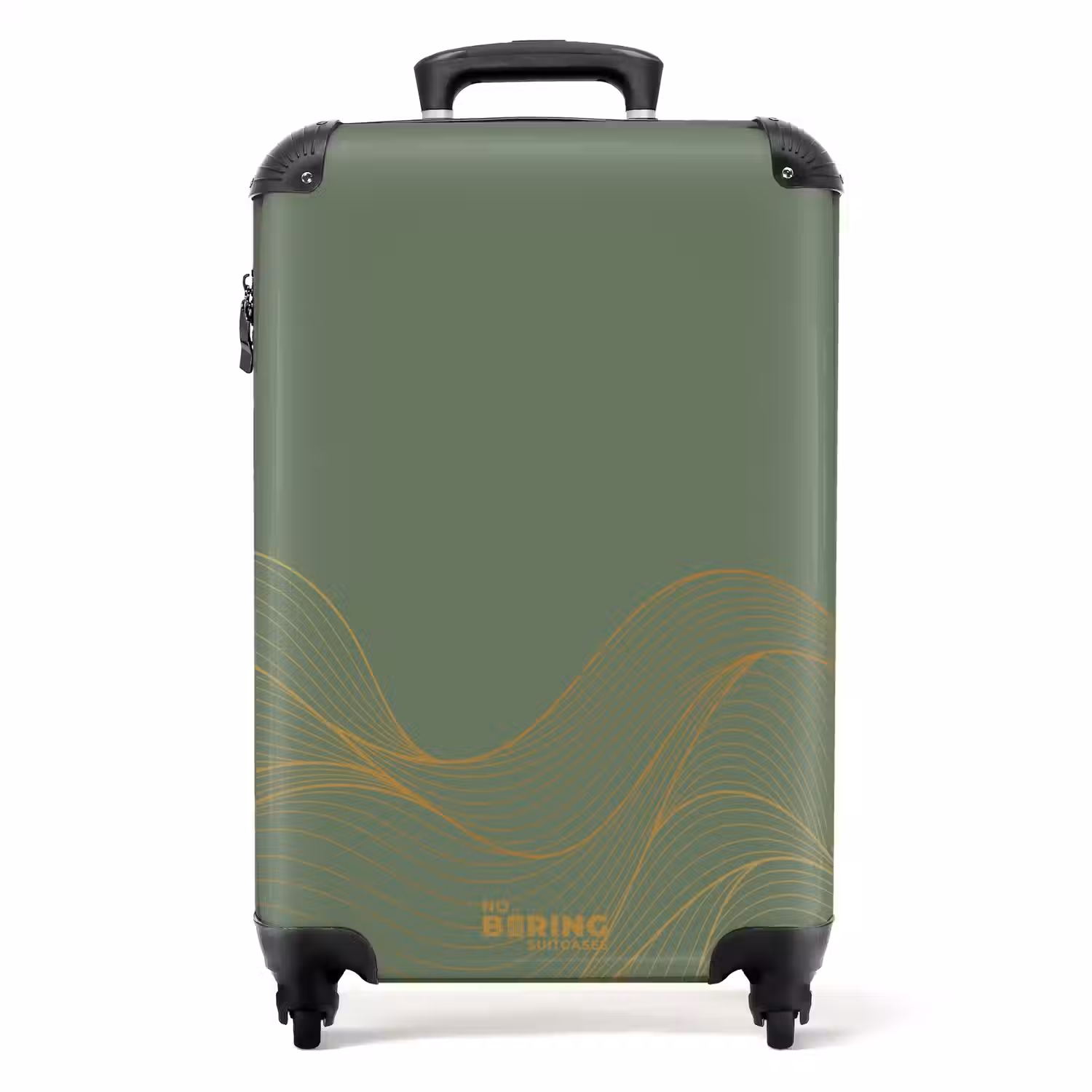 Minimal - Grijsgroen met gouden golven NBS - Handbagage koffer - Unisex middel -productfoto_recht