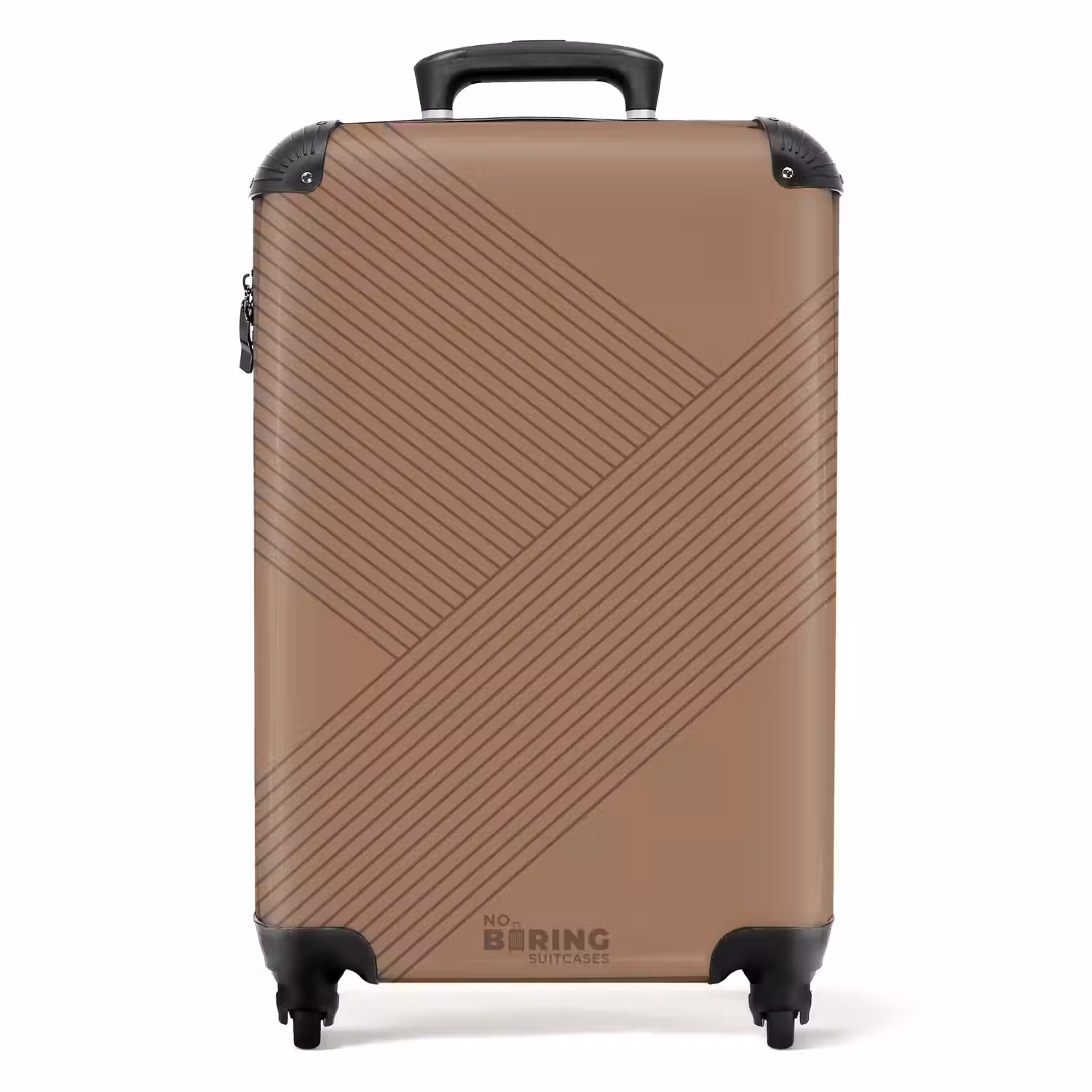 Minimal - Kruisende lijnen op warm bruin NBS - Handbagage koffer - Unisex middel -productfoto_recht