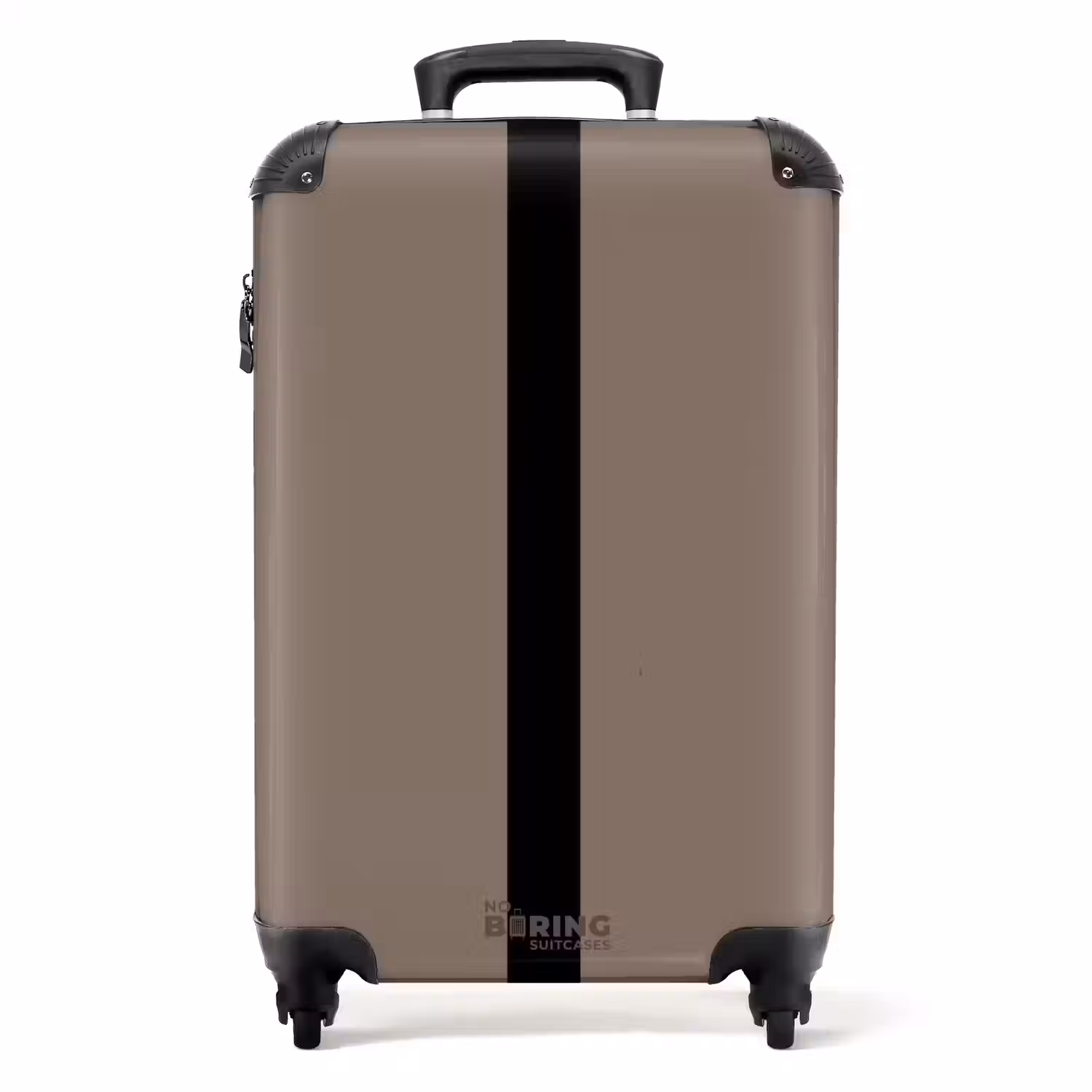 Minimal - Taupe met zwarte streep NBS - Handbagage koffer - Unisex middel -productfoto_recht