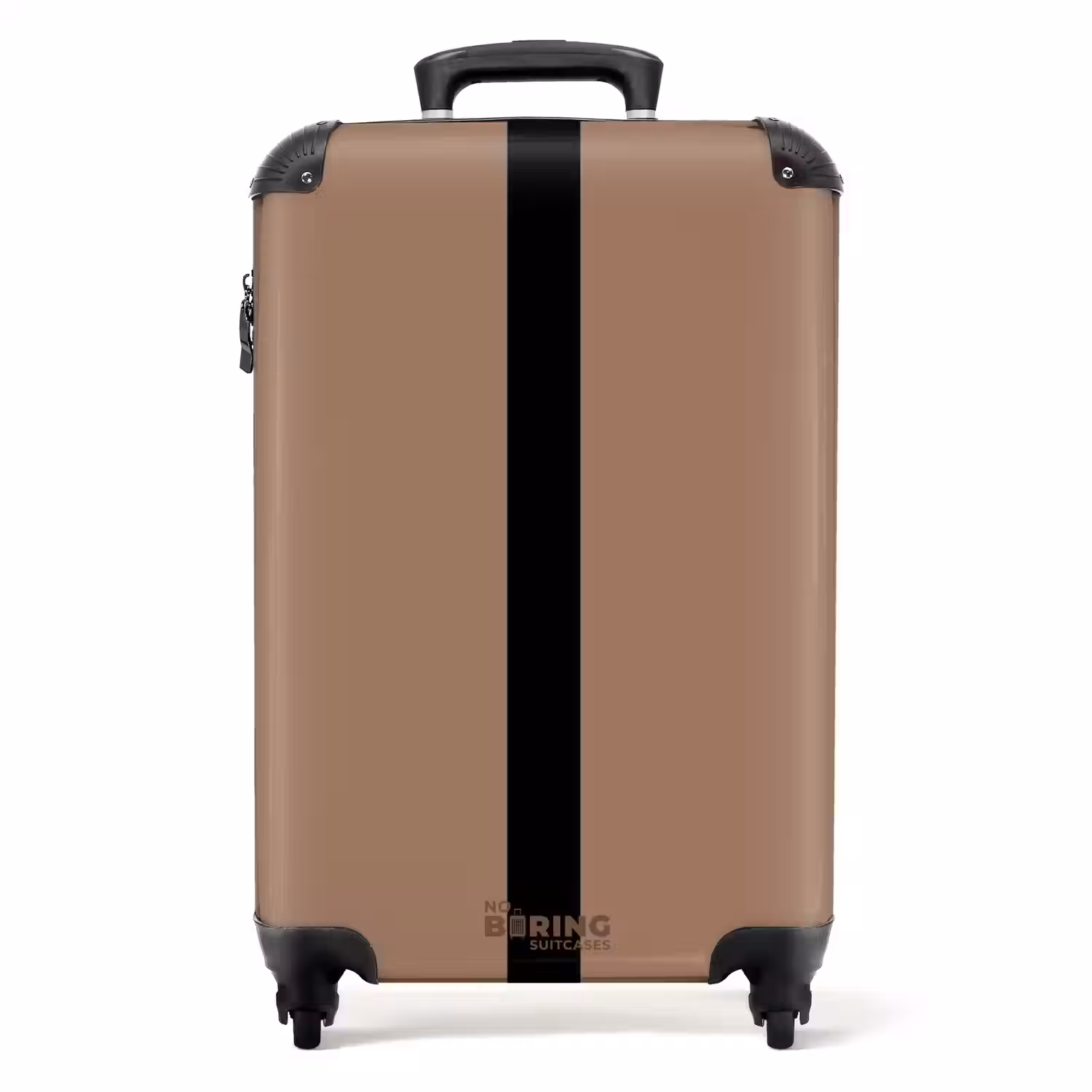 Minimal - Warm bruin met zwarte streep NBS - Handbagage koffer - Unisex middel -productfoto_recht