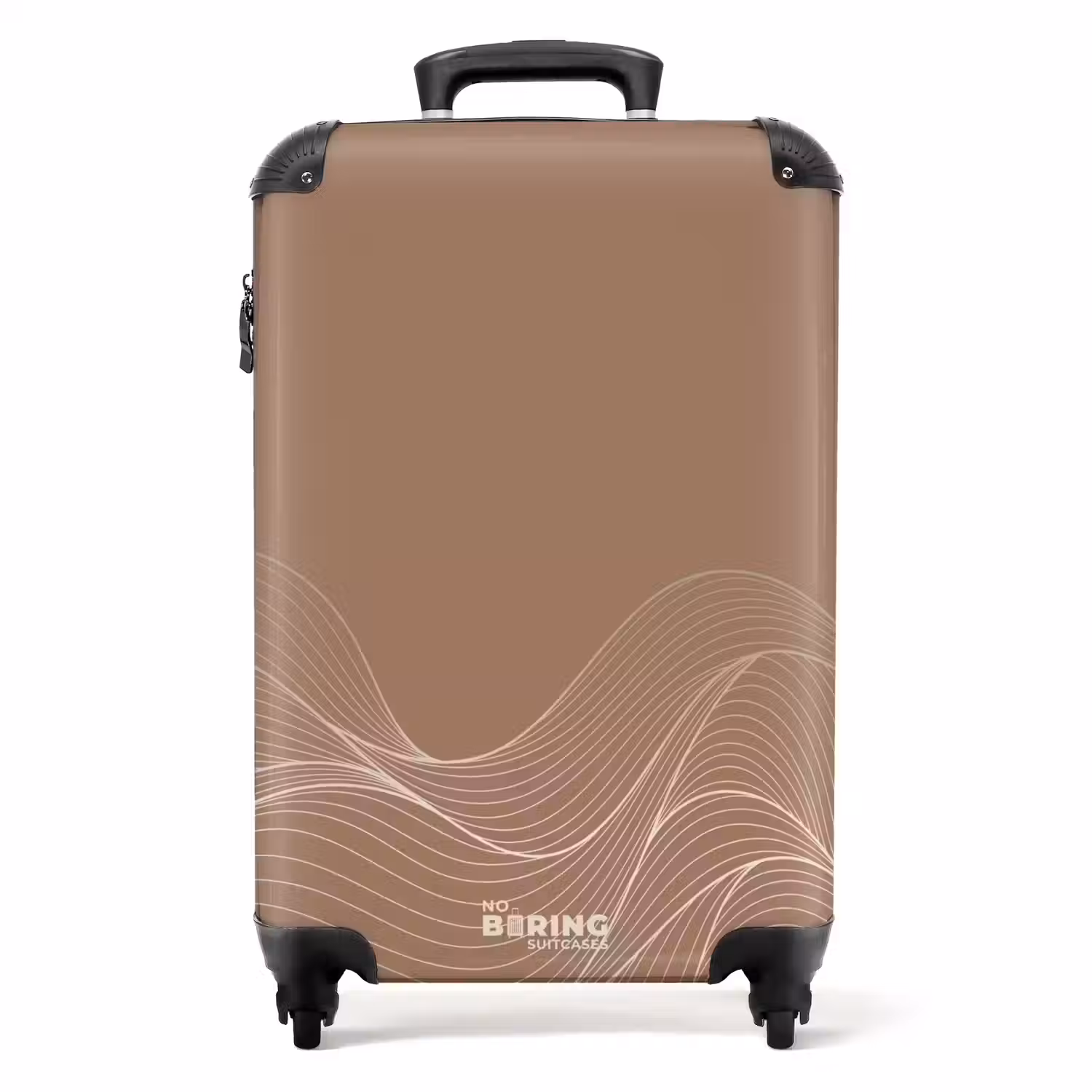 Minimal - Warm bruin met golven NBS - Handbagage koffer - Unisex middel -productfoto_recht