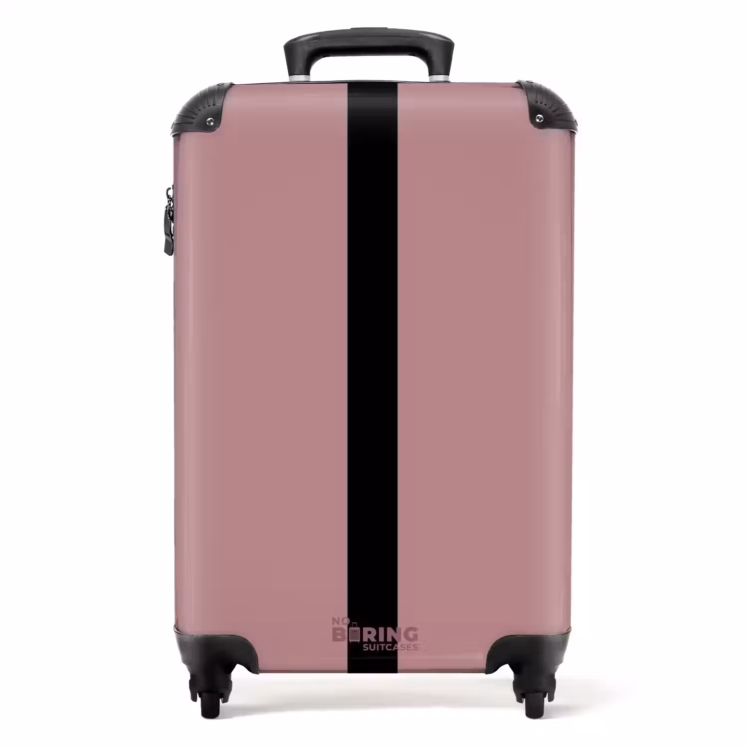 Minimal - Zacht oudroze met zwarte streep NBS - Handbagage koffer - Unisex middel -productfoto_recht