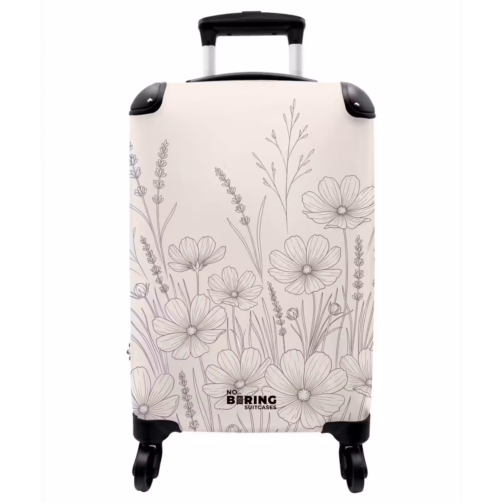 Koffer - Minimalistisch – Modern – Blumen – Beige - Minimalistisch - Modern - Bloemen - Beige NBS - Handbagage koffer - Vrouwen middel