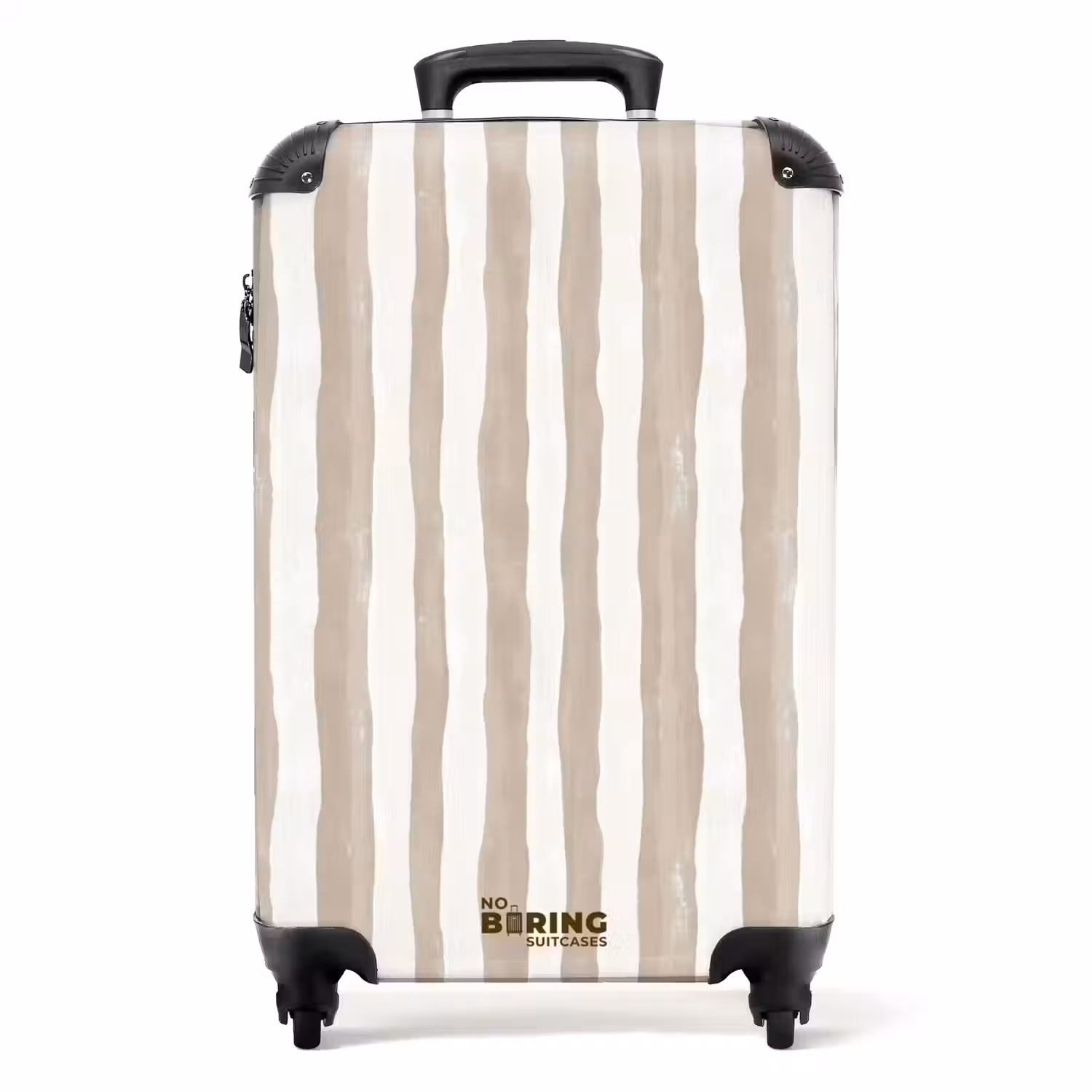 Minimalistisch - Strepen - Beige NBS - Handbagage koffer - Volwassenen Unisex middel -productfoto_recht
