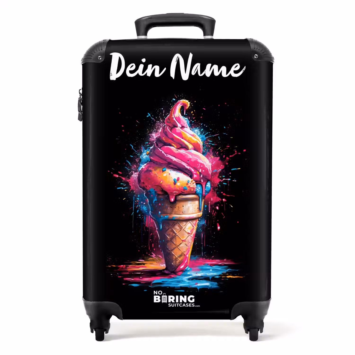 Ijshoorntje met Blauwe en Roze Verf NBS - Handbagage koffer - Kinderen Unisex middel -productfoto_recht