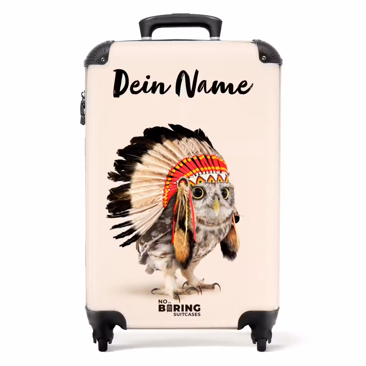 Uil als Indiaan NBS - Handbagage koffer - Kinderen Unisex middel -productfoto_recht