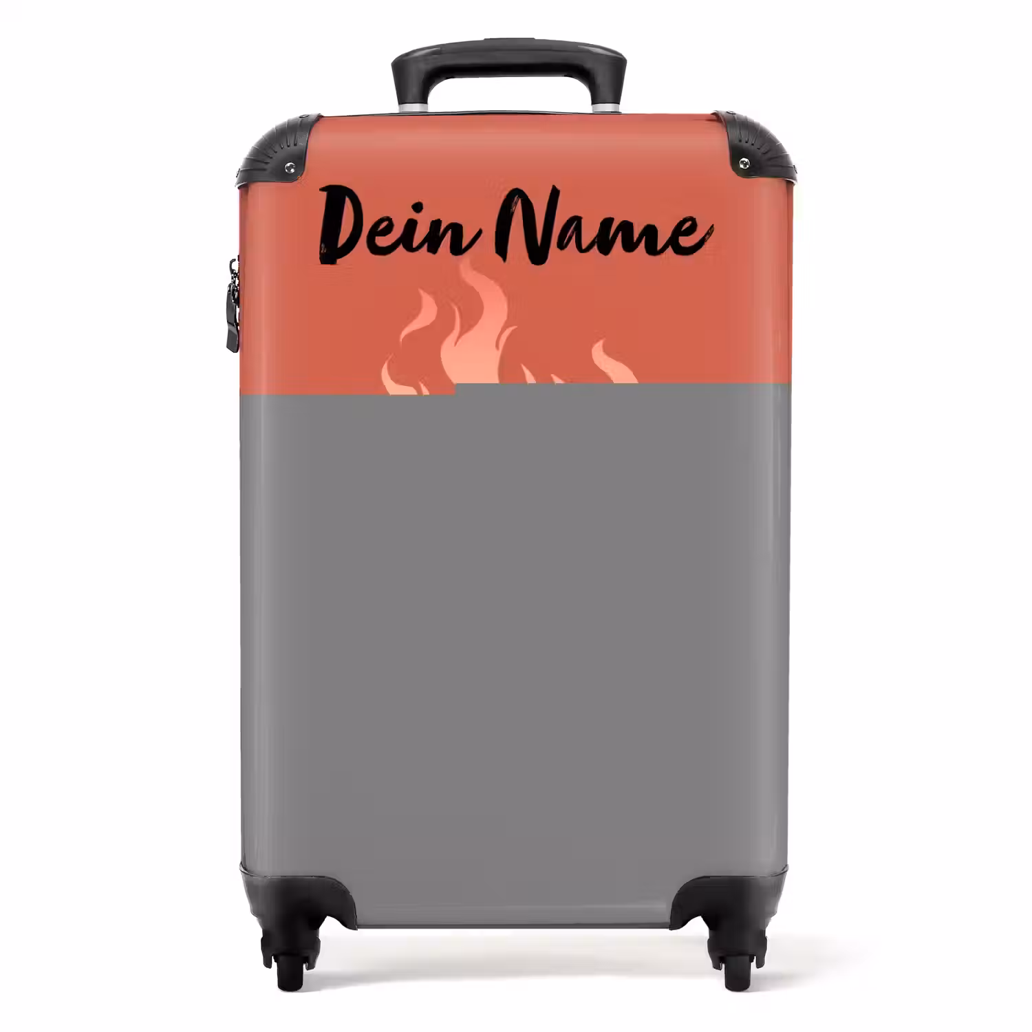Grijze auto met roze vlammen NBS - Handbagage koffer - Kinderen Unisex middel -productfoto_recht