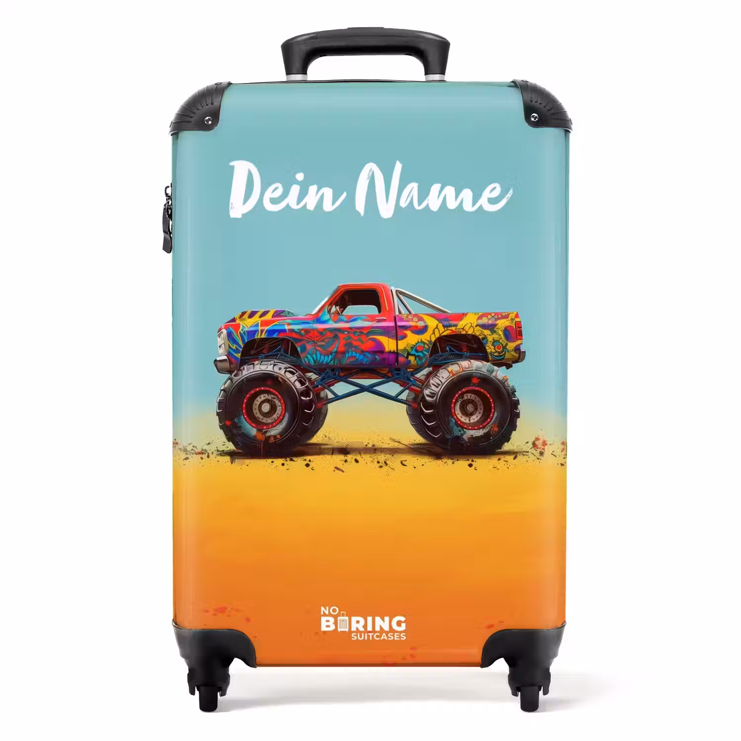 Monstertruck met Graffiti Print in het Zand NBS - Handbagage koffer - Kinderen Unisex middel -productfoto_recht