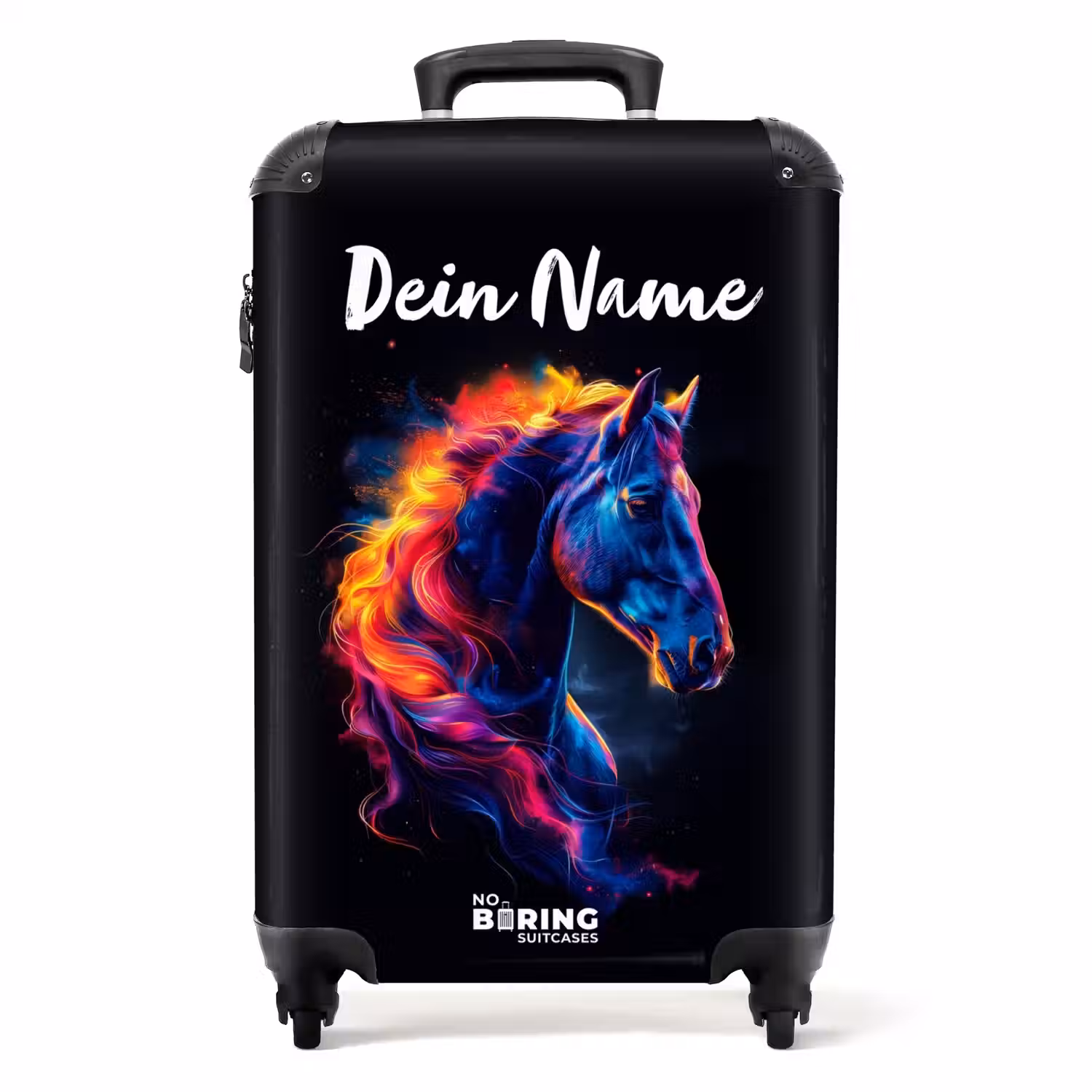 Zijaanzicht van een paard met vurige manen NBS - Handbagage koffer - Kinderen Unisex middel -productfoto_recht