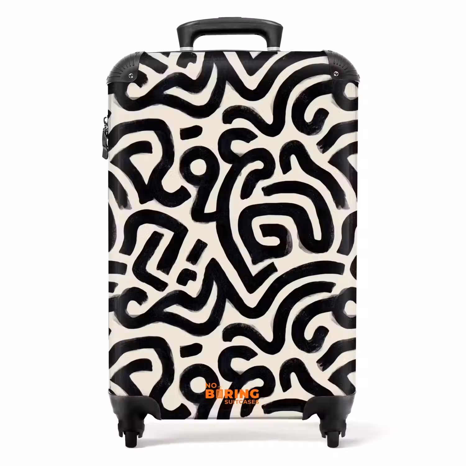 Modern - Abstract - Zwart NBS - Handbagage koffer - Volwassenen Unisex middel -productfoto_recht