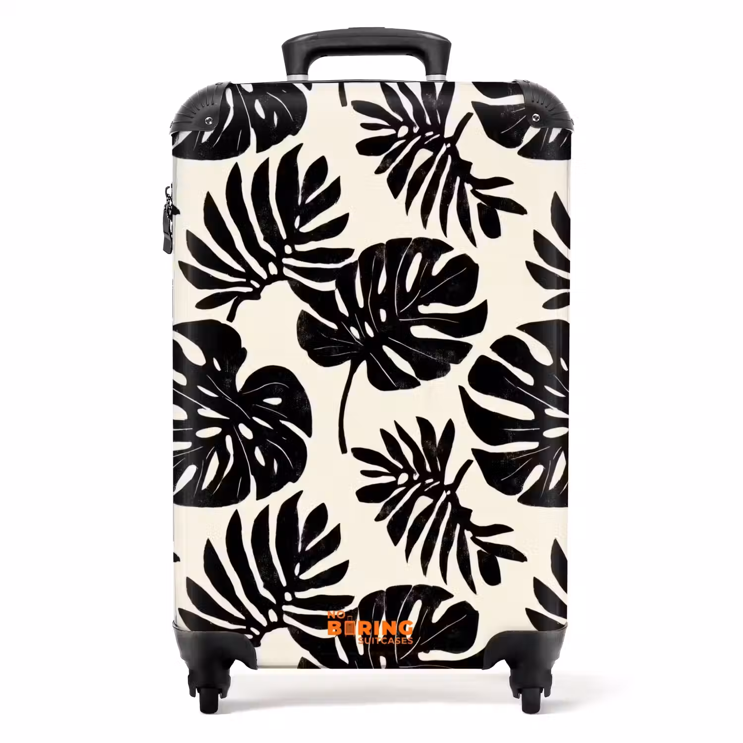 Modern - Monstera - Zwart NBS - Handbagage koffer - Volwassenen Unisex middel -productfoto_recht