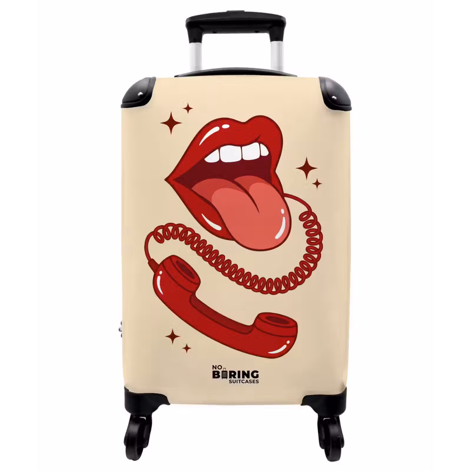 Koffer - Mund – Telefon – Pop-Art – Rot – Illustration - Mond - Telefoon - Popart - Rood - Illustratie NBS - Handbagage koffer - Vrouwen middel