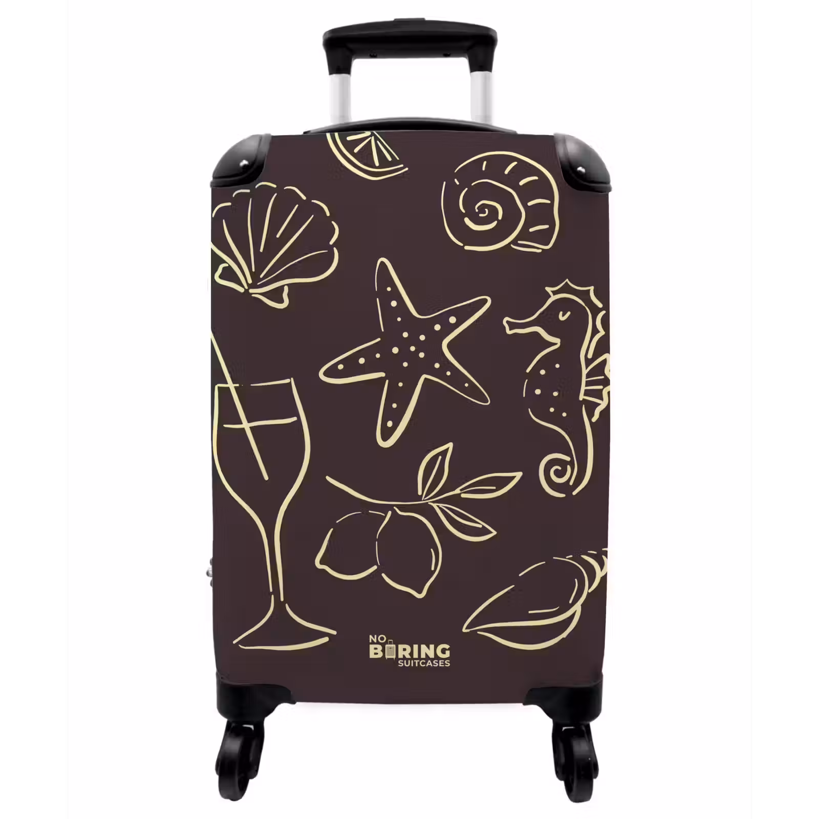 Koffer - Muscheln – Braun – Gelb - Schelpen - Bruin - Geel NBS - Handbagage koffer - Vrouwen middel