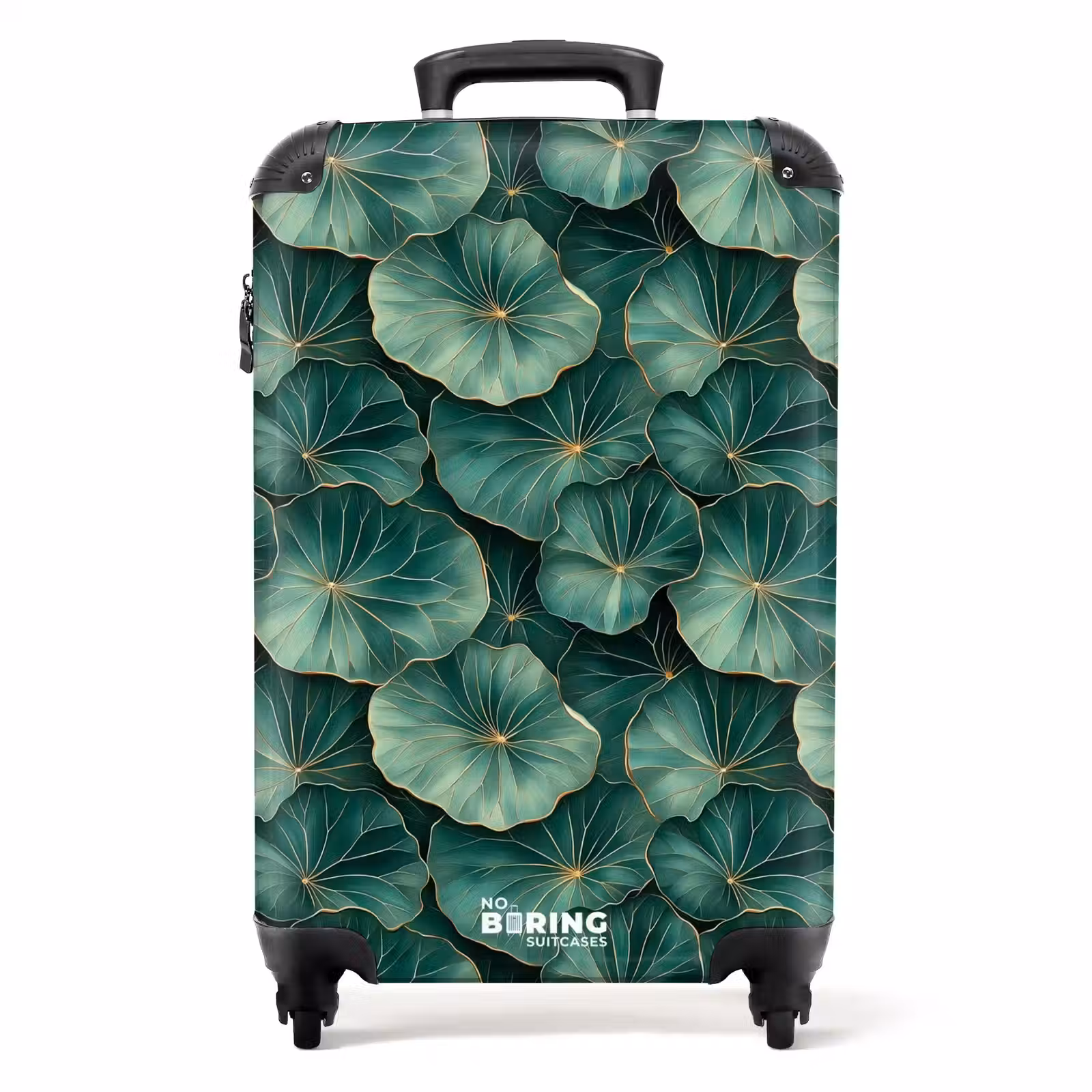 Koffer - Muster - Blätter - Grün - Patroon - Bladeren - Groen NBS - Handbagage koffer - Volwassenen Unisex middel