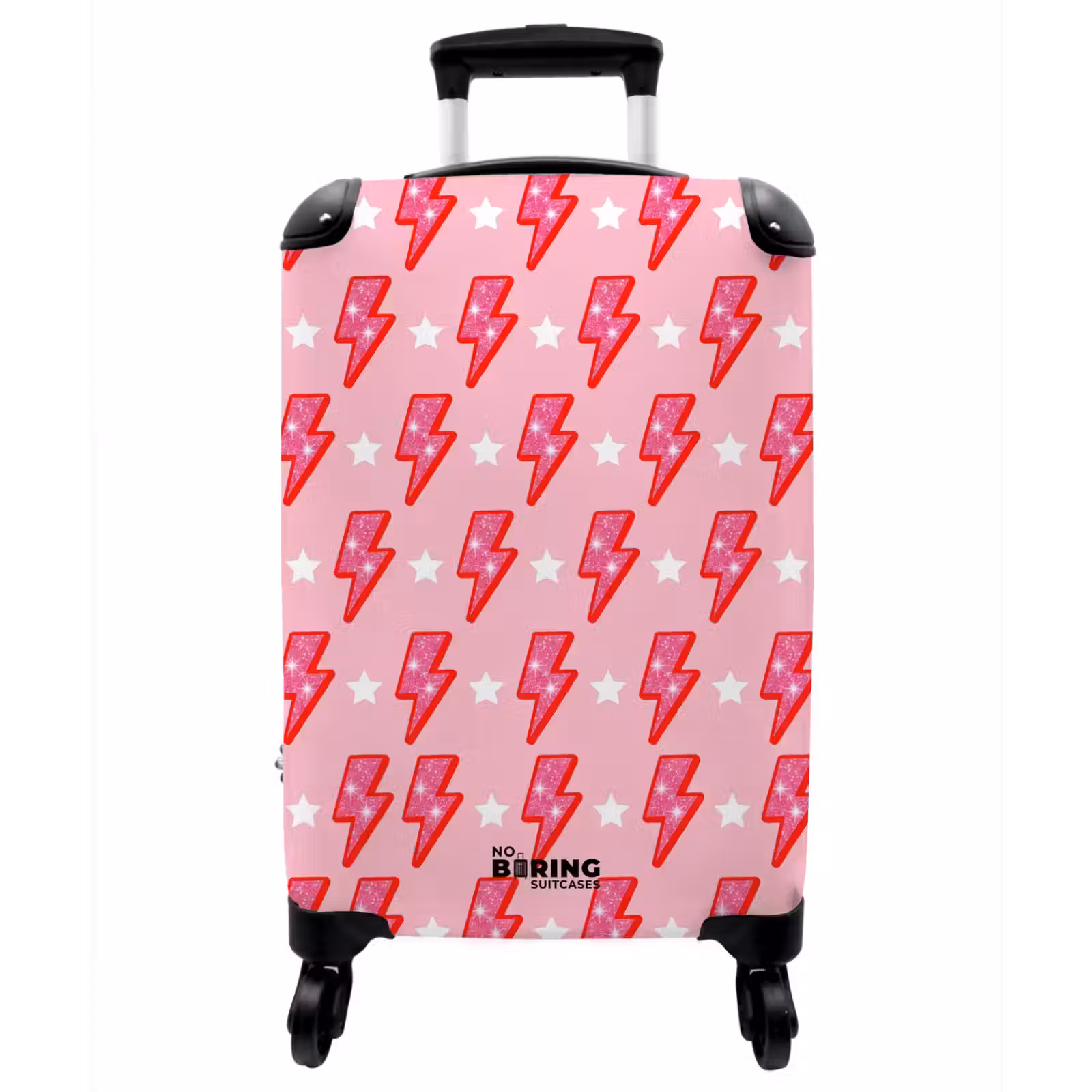 Koffer - Muster – Blitz – Stern – Glitzer – Rosa - Patroon - Bliksem - Ster - Glitter - Roze NBS - Handbagage koffer - Vrouwen middel
