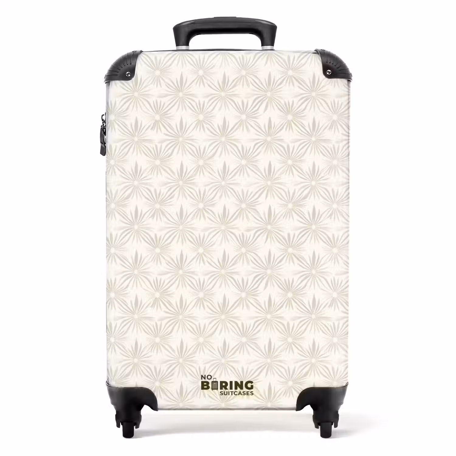 Patroon - Bloemen - Beige NBS - Handbagage koffer - Volwassenen Unisex middel -productfoto_recht