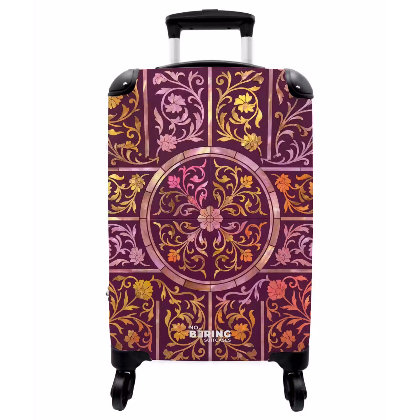 Koffer - Muster – Blumenmuster – Orientalisch – Lila – Gold - Patroon - Floraal - Oosters - Paars - Goud NBS - Handbagage koffer - Vrouwen middel