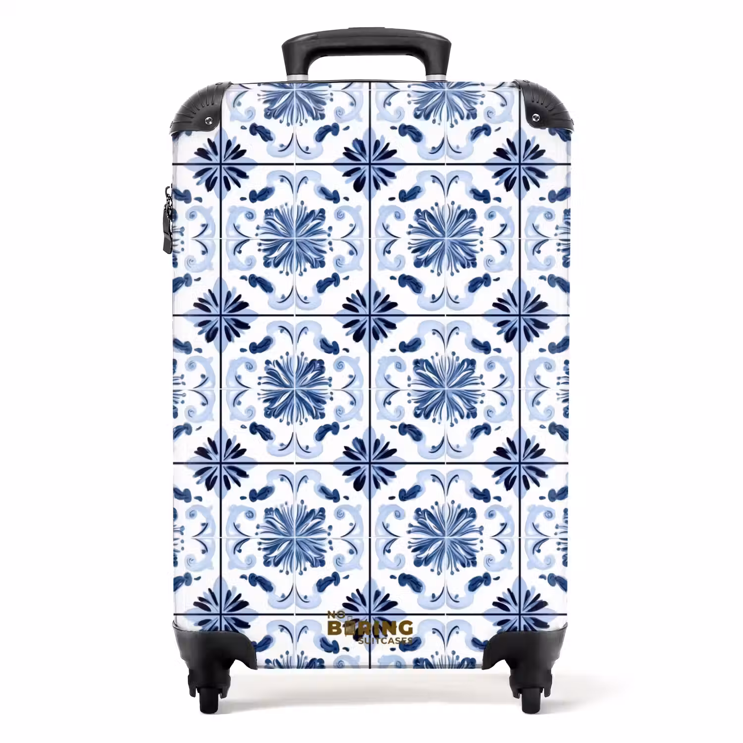 Patroon - Tegel - Blauw NBS - Handbagage koffer - Volwassenen Unisex middel -productfoto_recht