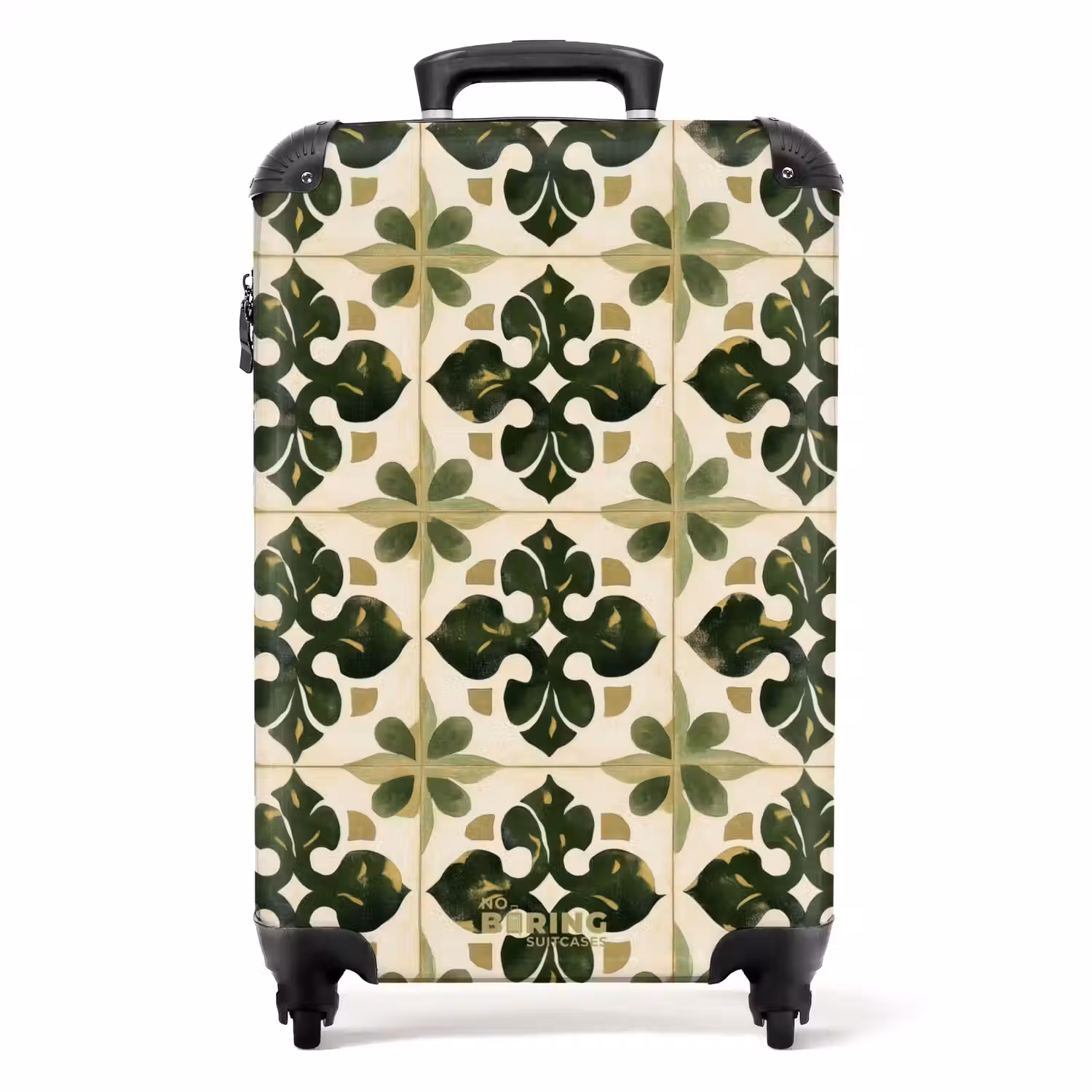 Patroon - Tegel - Groen NBS - Handbagage koffer - Volwassenen Unisex middel -productfoto_recht