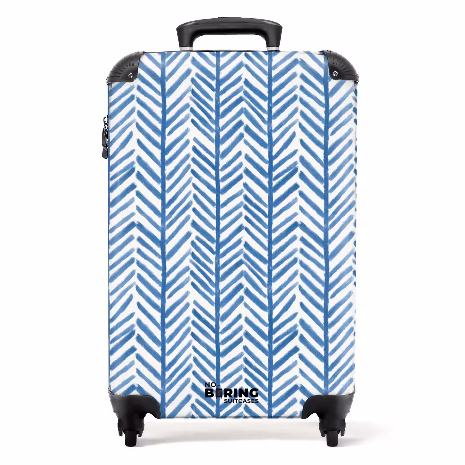 Patroon - Streep - Blauw NBS - Handbagage koffer - Volwassenen Unisex middel -productfoto_recht