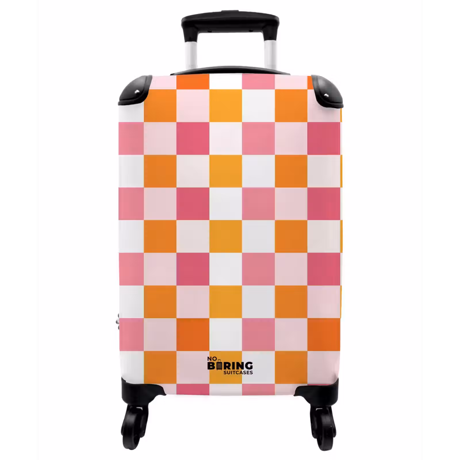 Koffer - Muster – Quadrat – Rosa - Patroon - Vierkant - Roze NBS - Handbagage koffer - Vrouwen middel