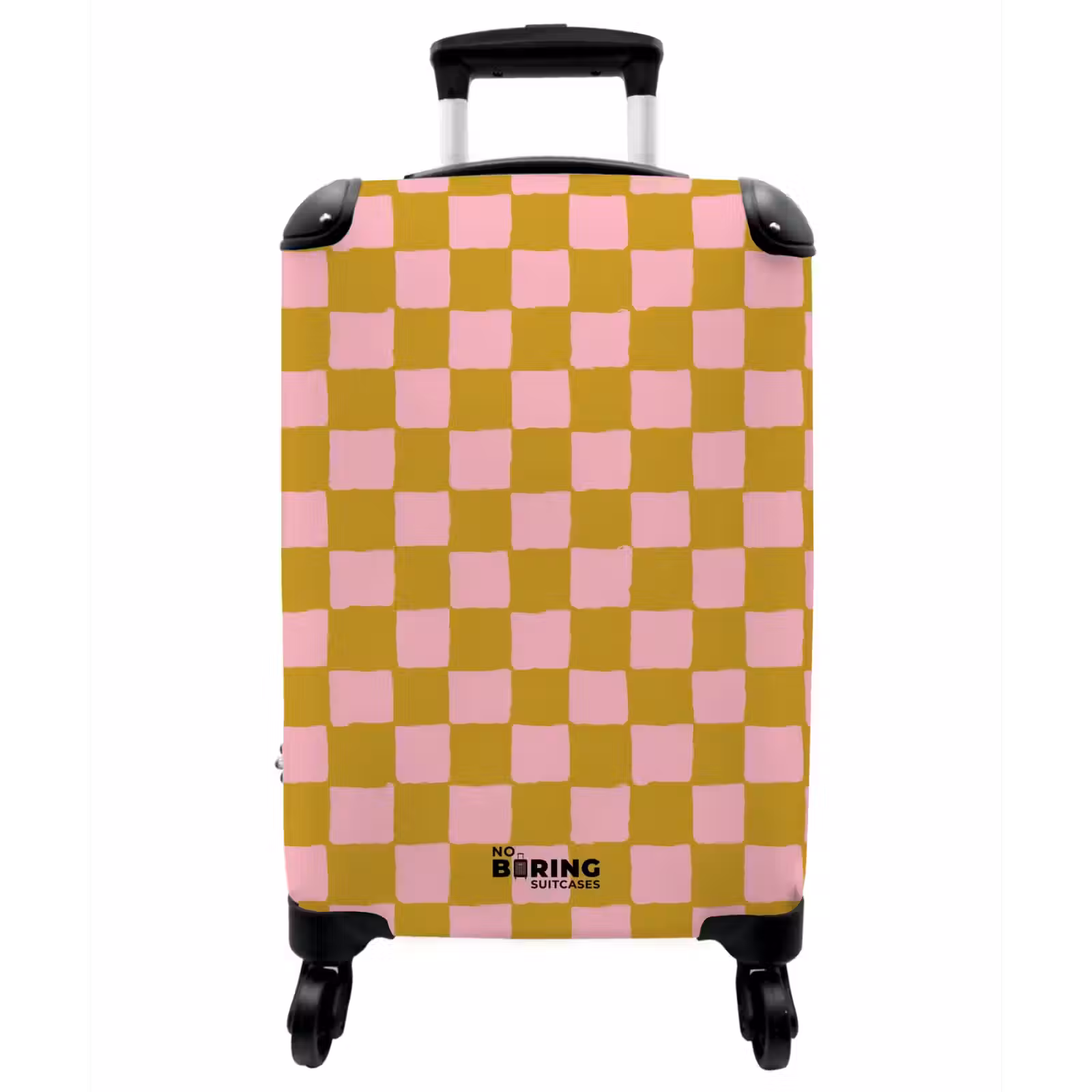 Koffer - Muster – Quadrat – Rosa - Patroon - Vierkant - Roze NBS - Handbagage koffer - Vrouwen middel
