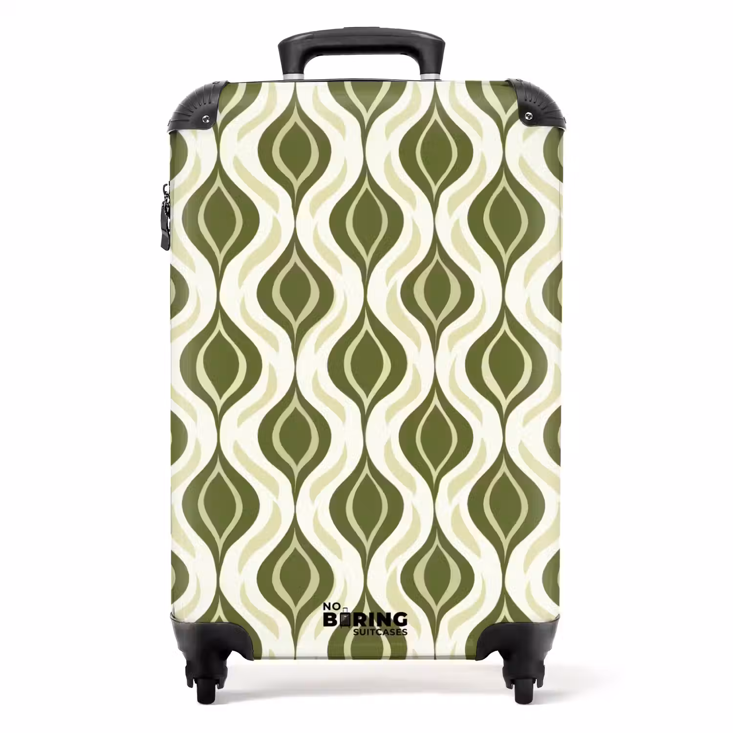 Patroon - Retro - Groen NBS - Handbagage koffer - Volwassenen Unisex middel -productfoto_recht