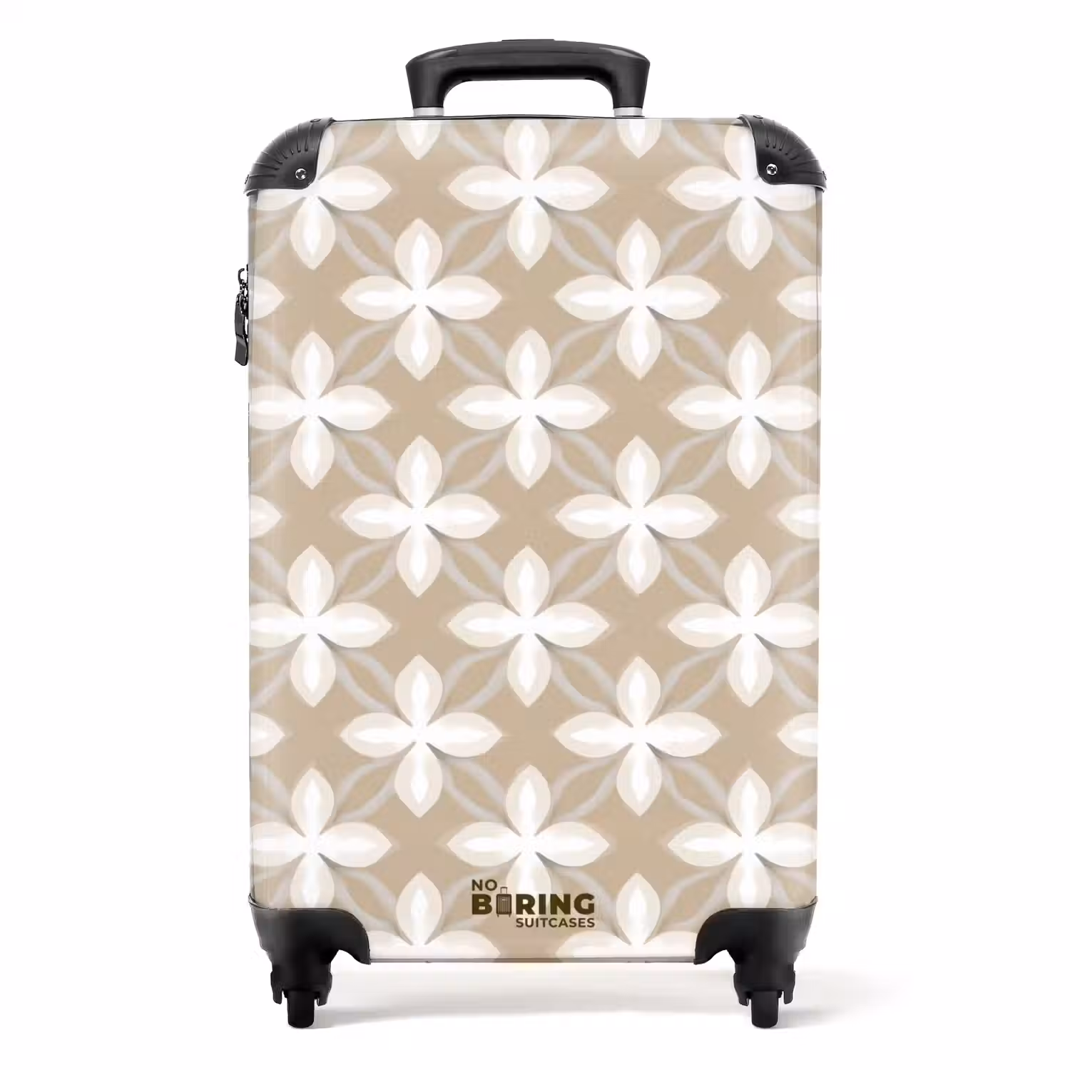 Patroon - Symmetrisch - Beige NBS - Handbagage koffer - Volwassenen Unisex middel -productfoto_recht