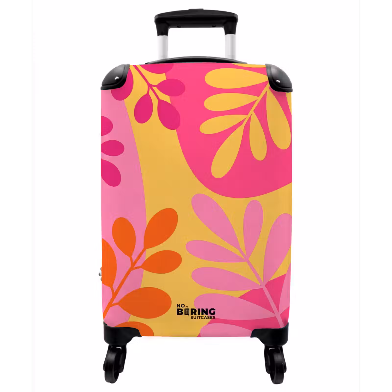 Koffer - Natur – Blätter – Abstrakt – Rosa – Gelb - Natuur - Bladeren - Abstract - Roze - Geel NBS - Handbagage koffer - Vrouwen middel