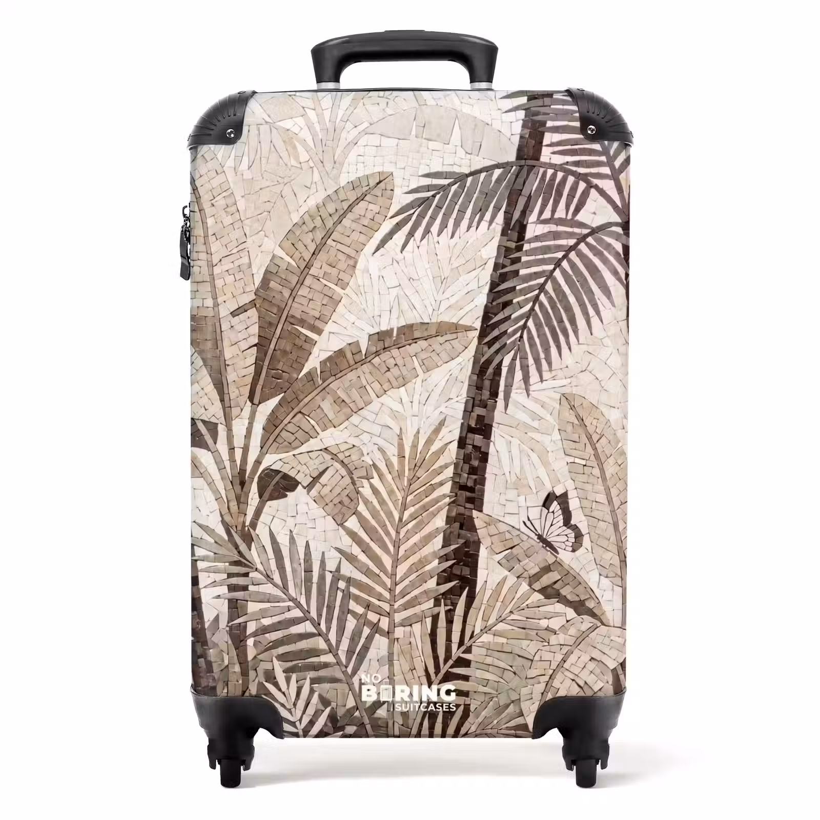 Koffer - Natur – Blätter – Landschaft – Mosaik – Beige - Natuur - Bladeren - Landschap - Mozaïek - Beige NBS - Handbagage koffer - Volwassenen Unisex middel