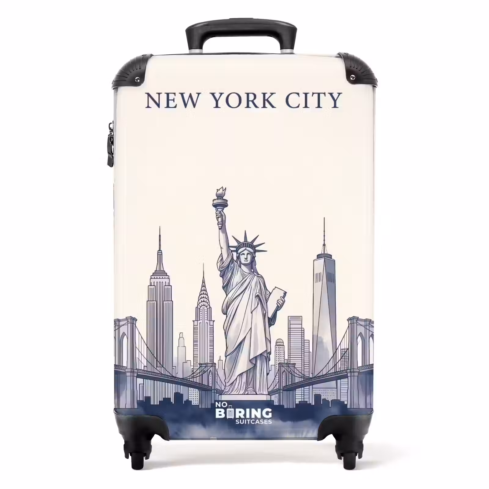 Koffer - New York – Freiheitsstatue – Skyline – Illustration – Blau - New York - Vrijheidsbeeld - Skyline - Illustratie - Blauw NBS - Handbagage koffer - Volwassenen Unisex middel