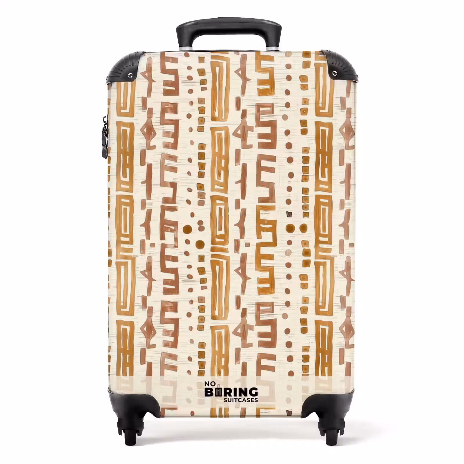 Koffer - Ockergelb – Ethnisch – Handwerklich – Muster - Okergeel - Etnisch - Ambachtelijk - Patroon NBS - Handbagage koffer - Volwassenen Unisex middel