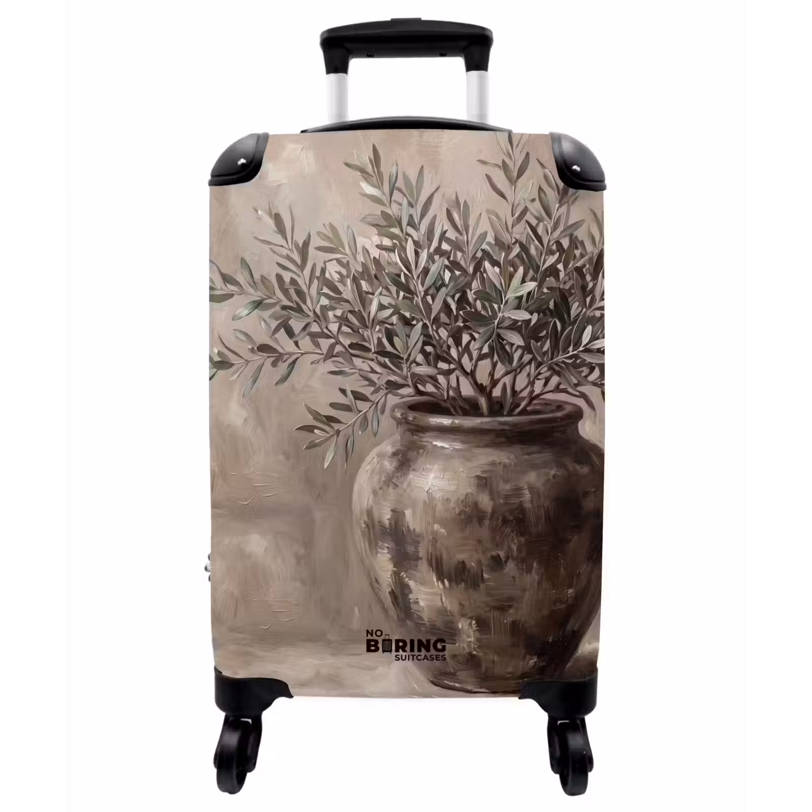 Koffer - Olivenbaum – Tontopf – Abstrakt – Beige - Olijfplant - Aardenpot - Abstract - Beige NBS - Handbagage koffer - Vrouwen middel