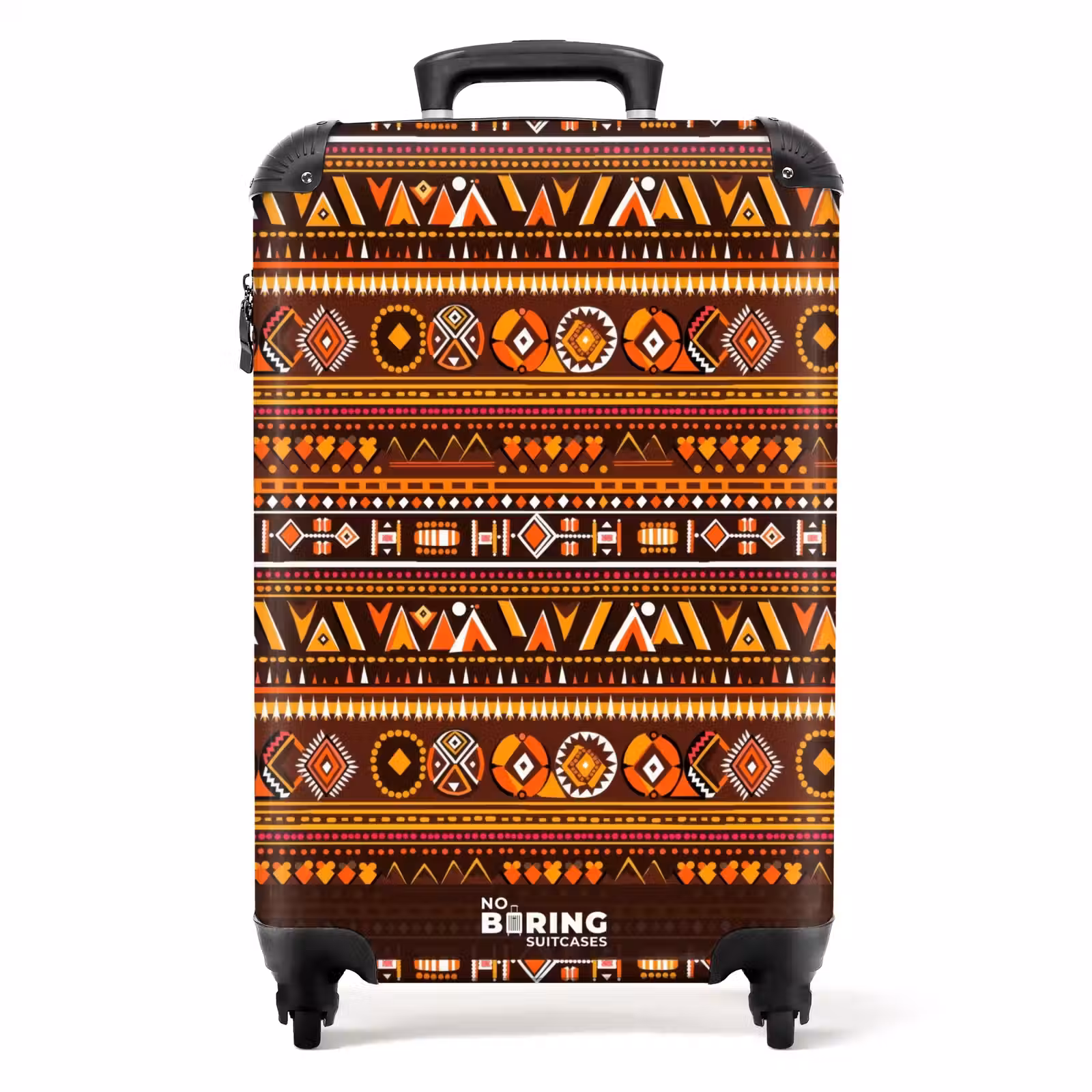 Koffer - Orange – Ethno – Tribal – Geometrisch – Muster - Oranje - Etnisch - Tribaal - Geometrisch - Patroon NBS - Handbagage koffer - Volwassenen Unisex middel