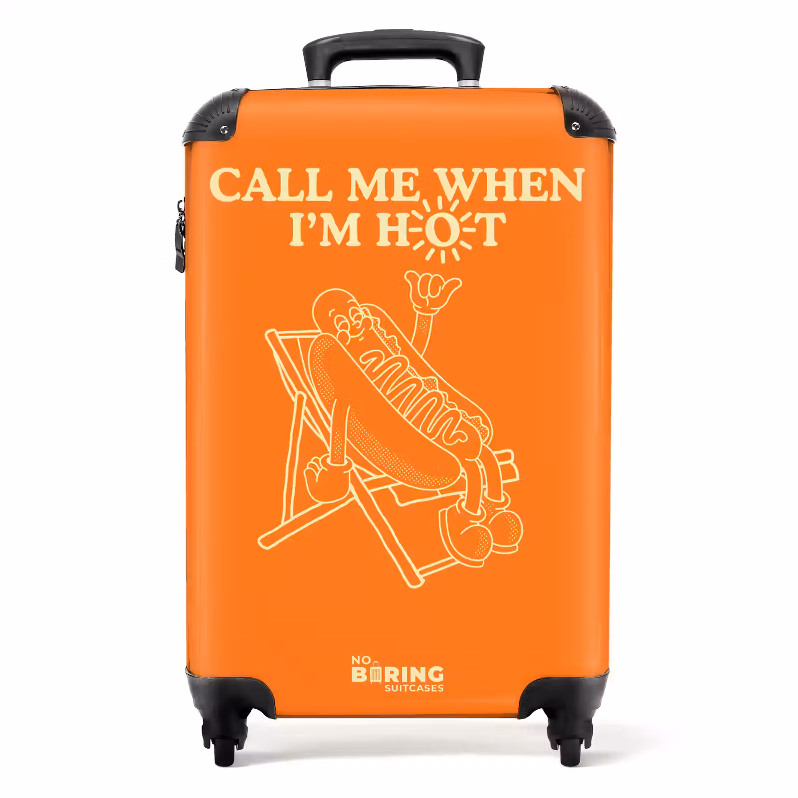 Koffer - Orange – Hotdog – Sonne – Weiß - Oranje - Hotdog - Zon - Wit NBS - Handbagage koffer - Volwassenen Unisex middel