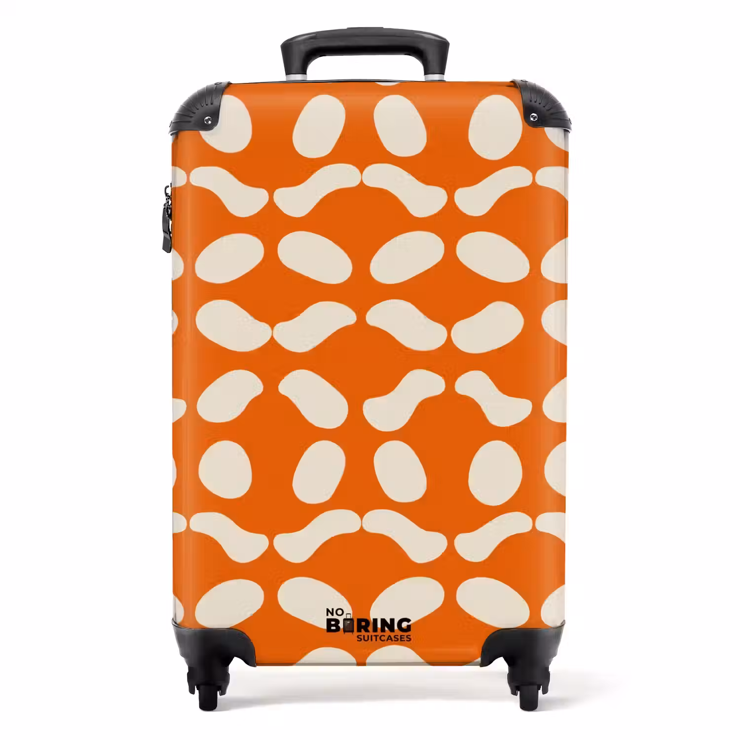 Oranje - Ruitpatroon - Wit NBS - Handbagage koffer - Volwassenen Unisex middel -productfoto_recht