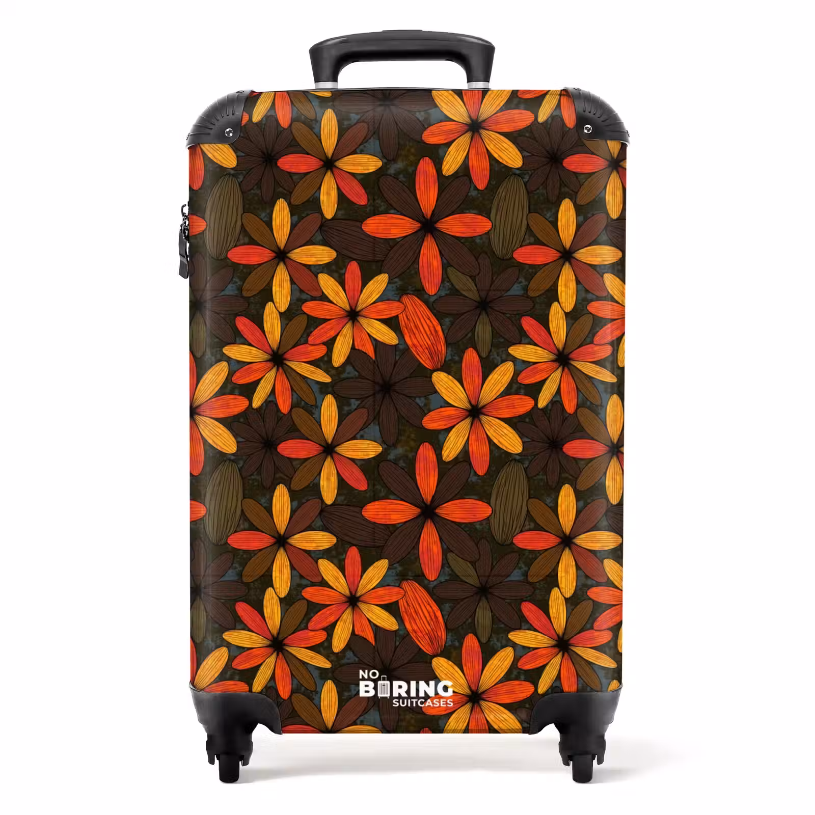 Koffer - Orange – Retro – Blumen – Herbst - Oranje - Retro - Bloemen - Herfst NBS - Handbagage koffer - Volwassenen Unisex middel