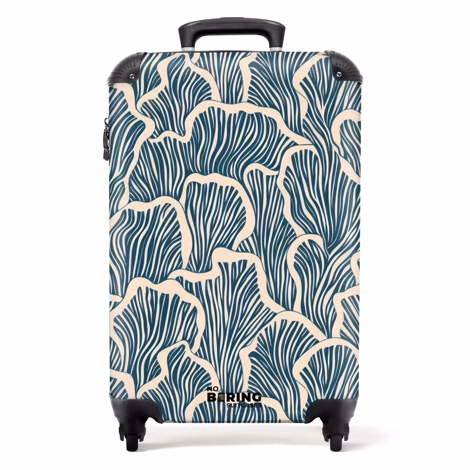 Koffer - Organisch – Blau – Creme – Muscheln - Organisch - Blauw - Crème - Schelpen NBS - Handbagage koffer - Volwassenen Unisex middel