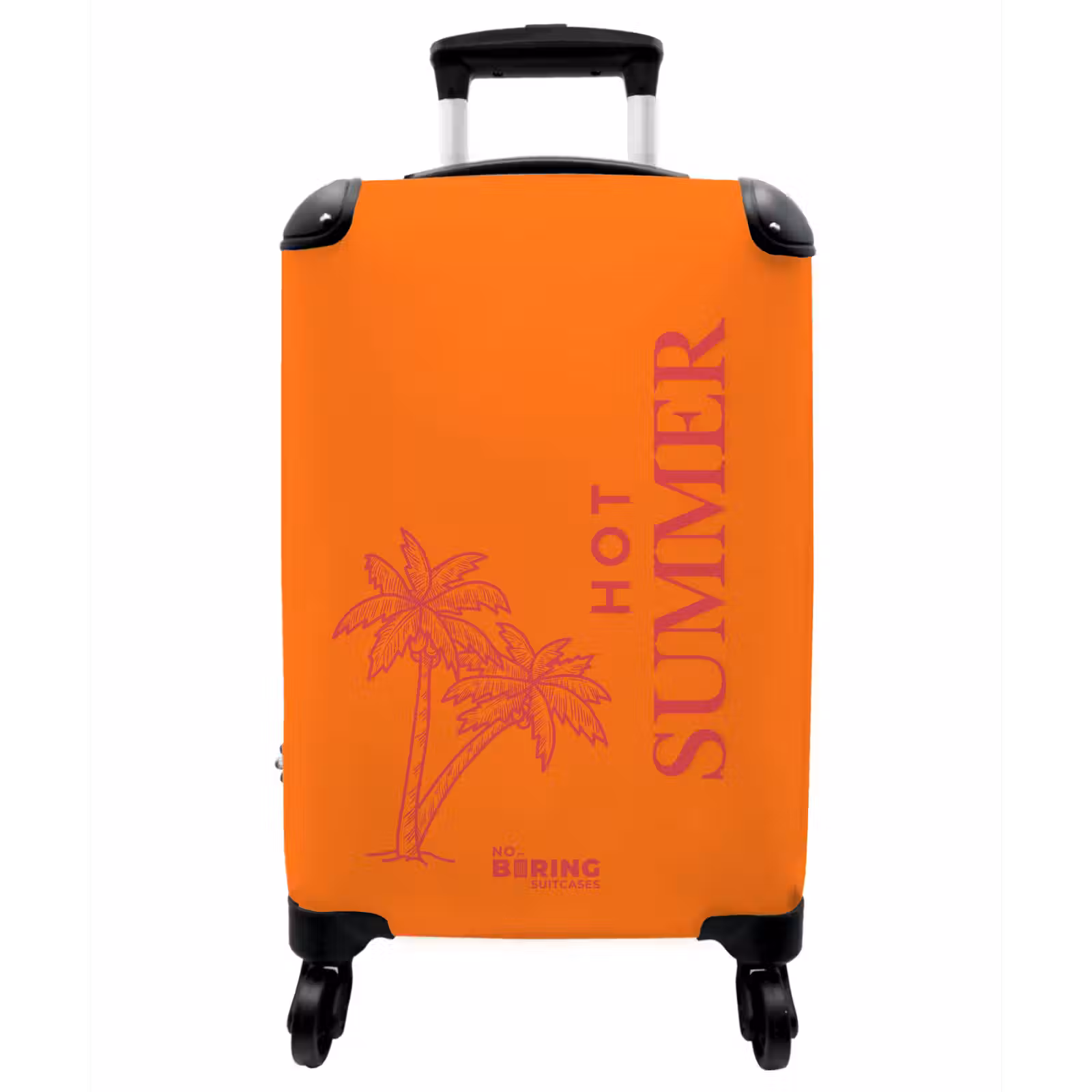 Koffer - Palmen – Orange – Rosa - Palmbomen - Oranje - Roze NBS - Handbagage koffer - Vrouwen middel